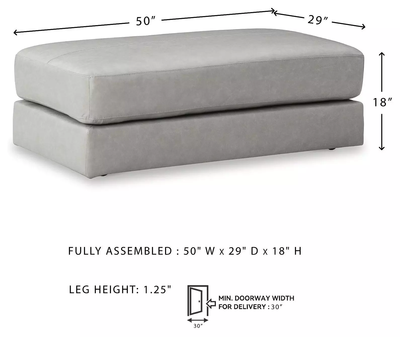 Amiata Glacier Leather Oversized Accent Ottoman