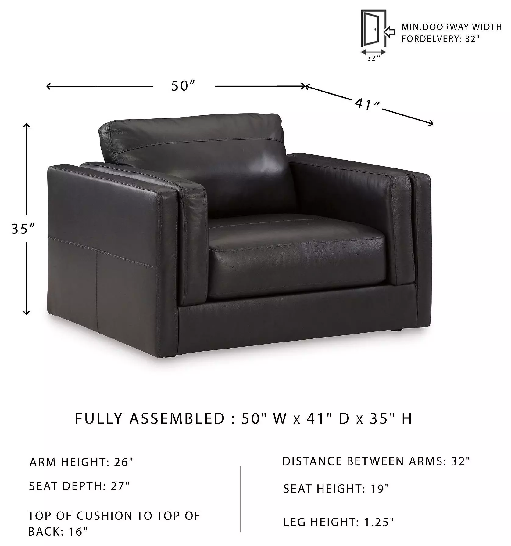 Amiata Onyx Leather Chair And A Half