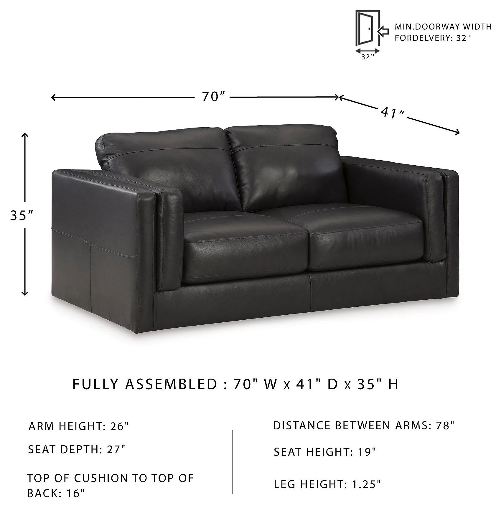 Amiata Onyx Loveseat
