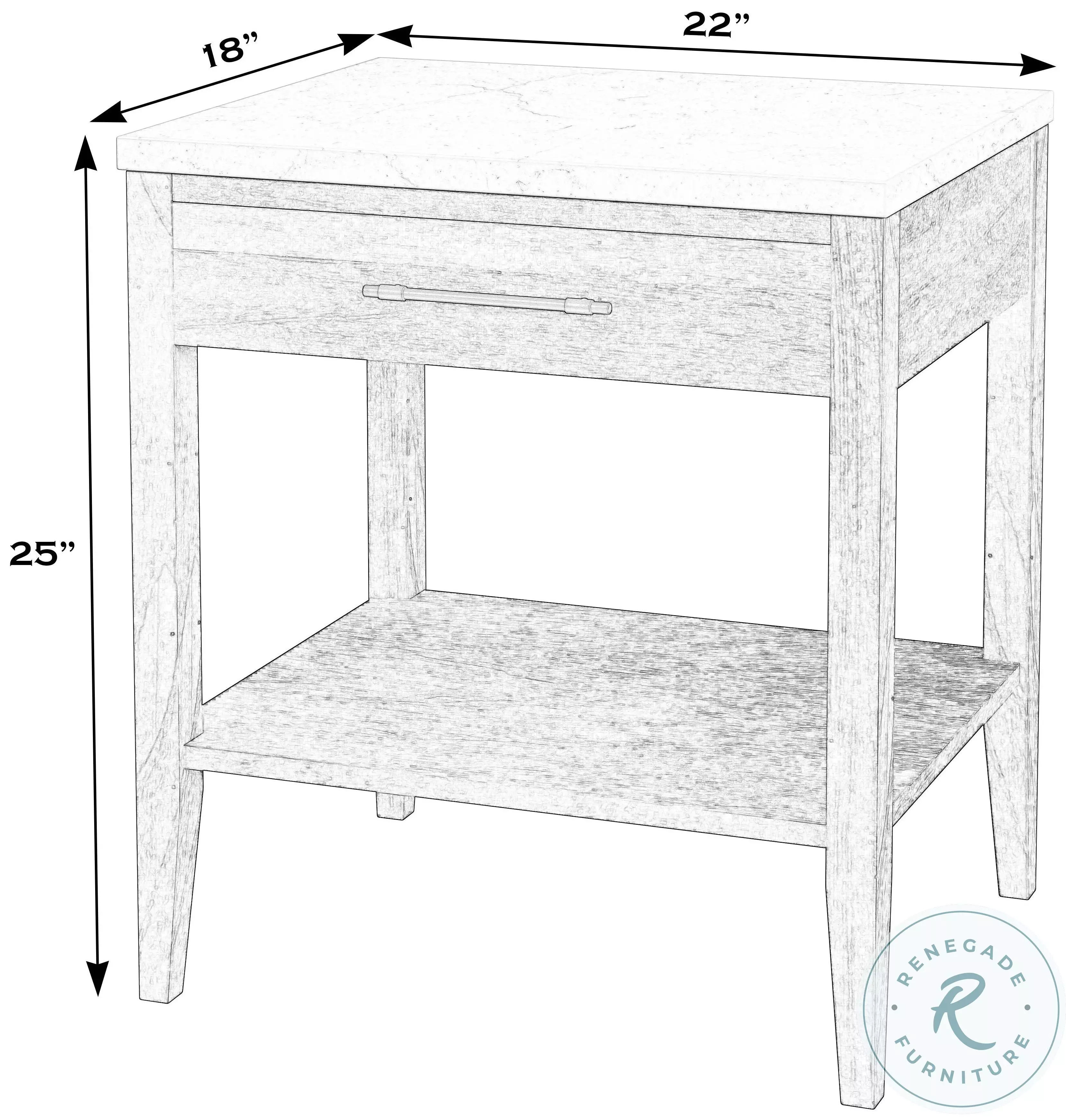 Mayfair Washed Black And Beige Marble 1 Drawer Nightstand