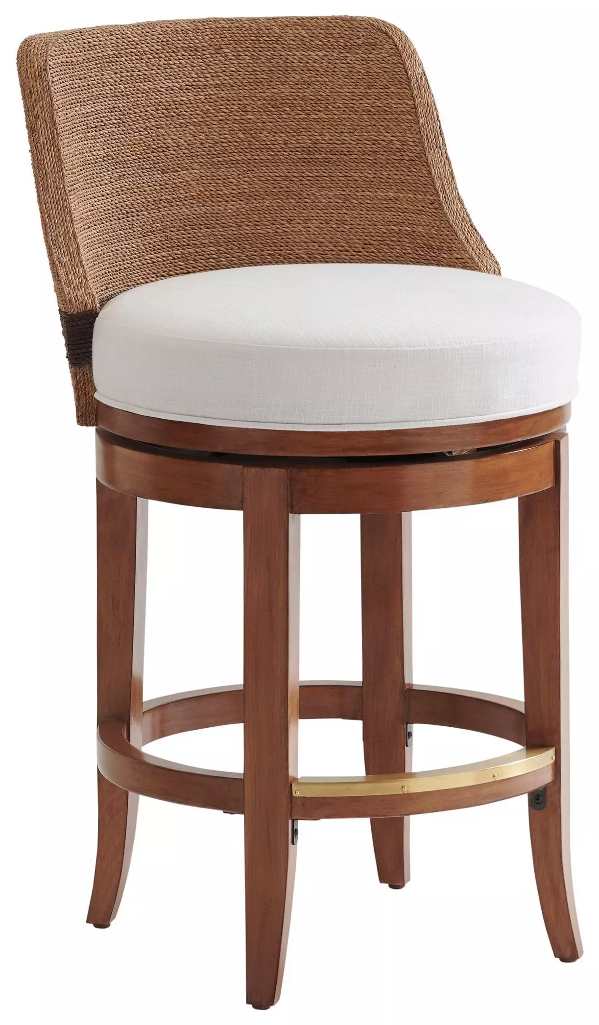 Palm Desert Crisp Winter White Kipton Performance Fabric Swivel Counter Height Stool