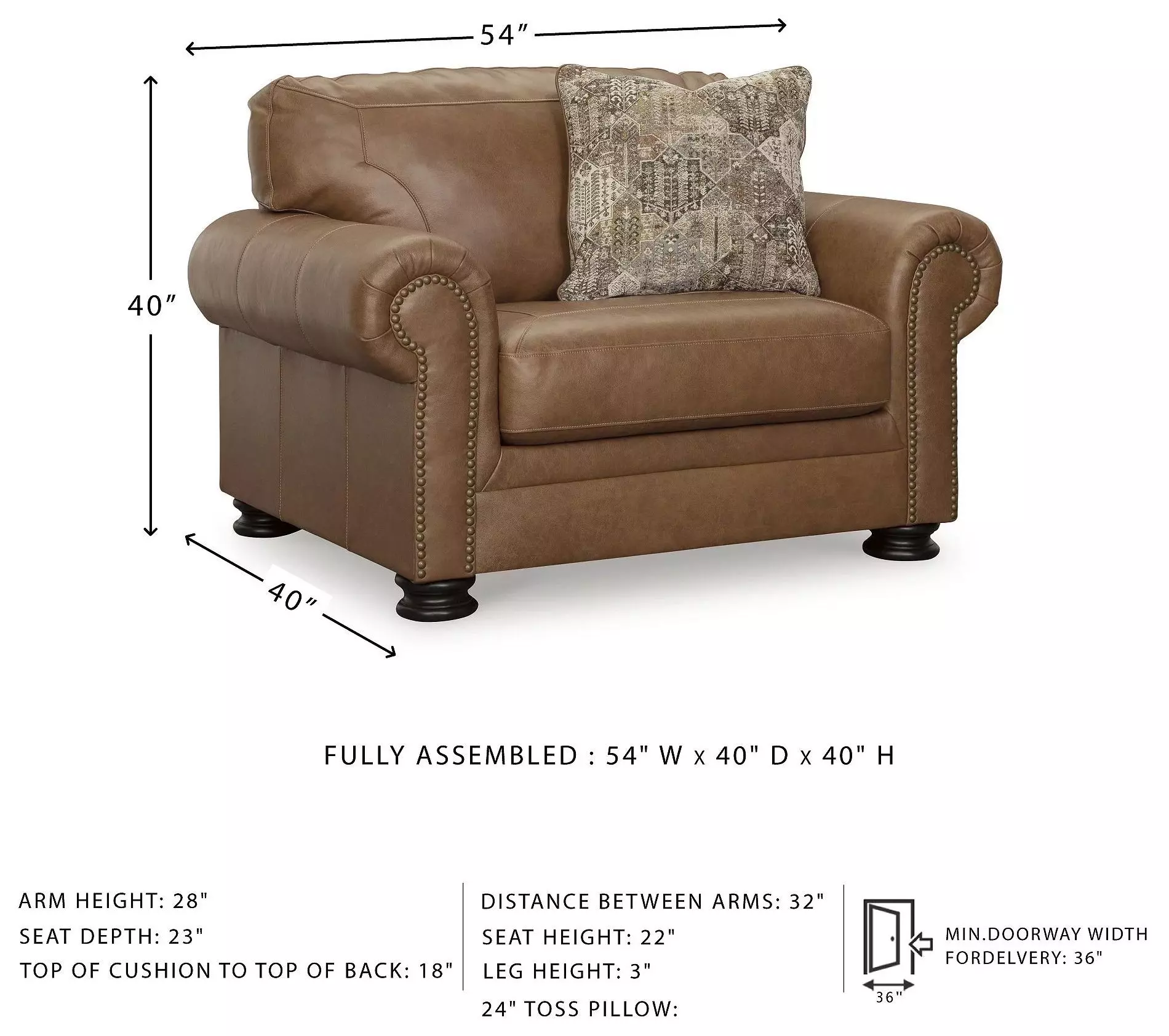 Carianna Caramel Leather Chair And A Half