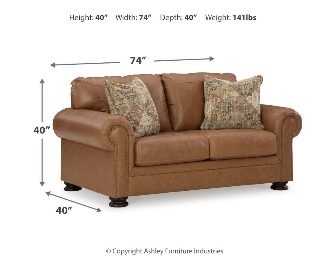 Carianna Caramel Leather 74" Loveseat
