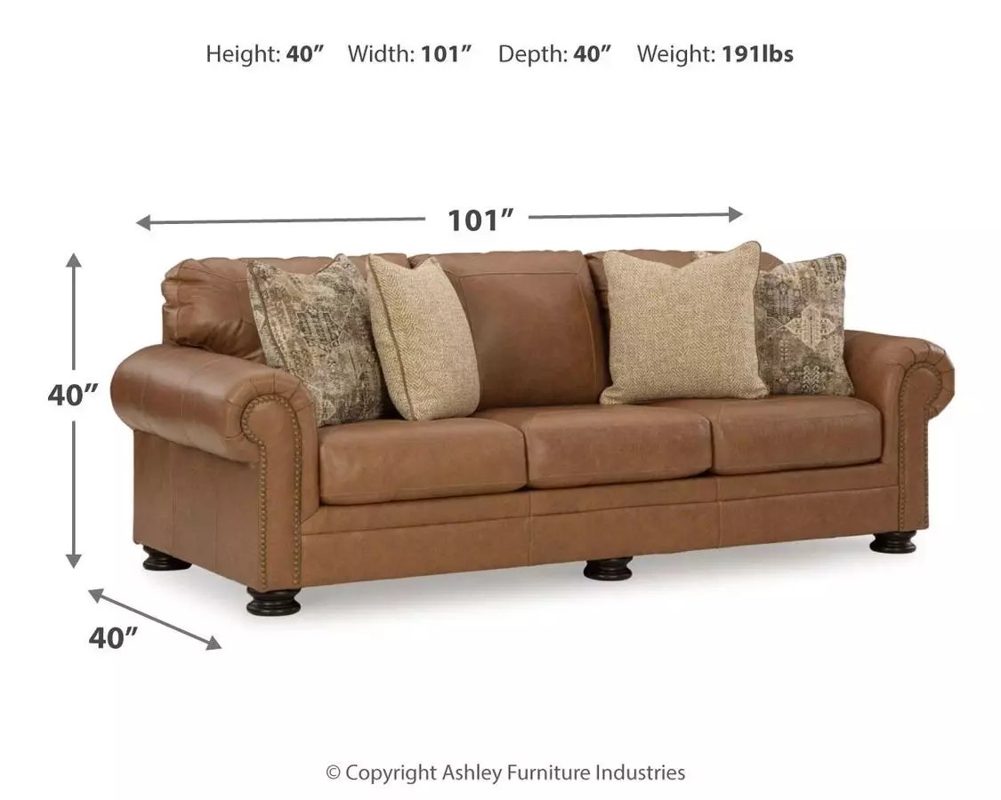 Carianna Caramel Leather 101" Sofa