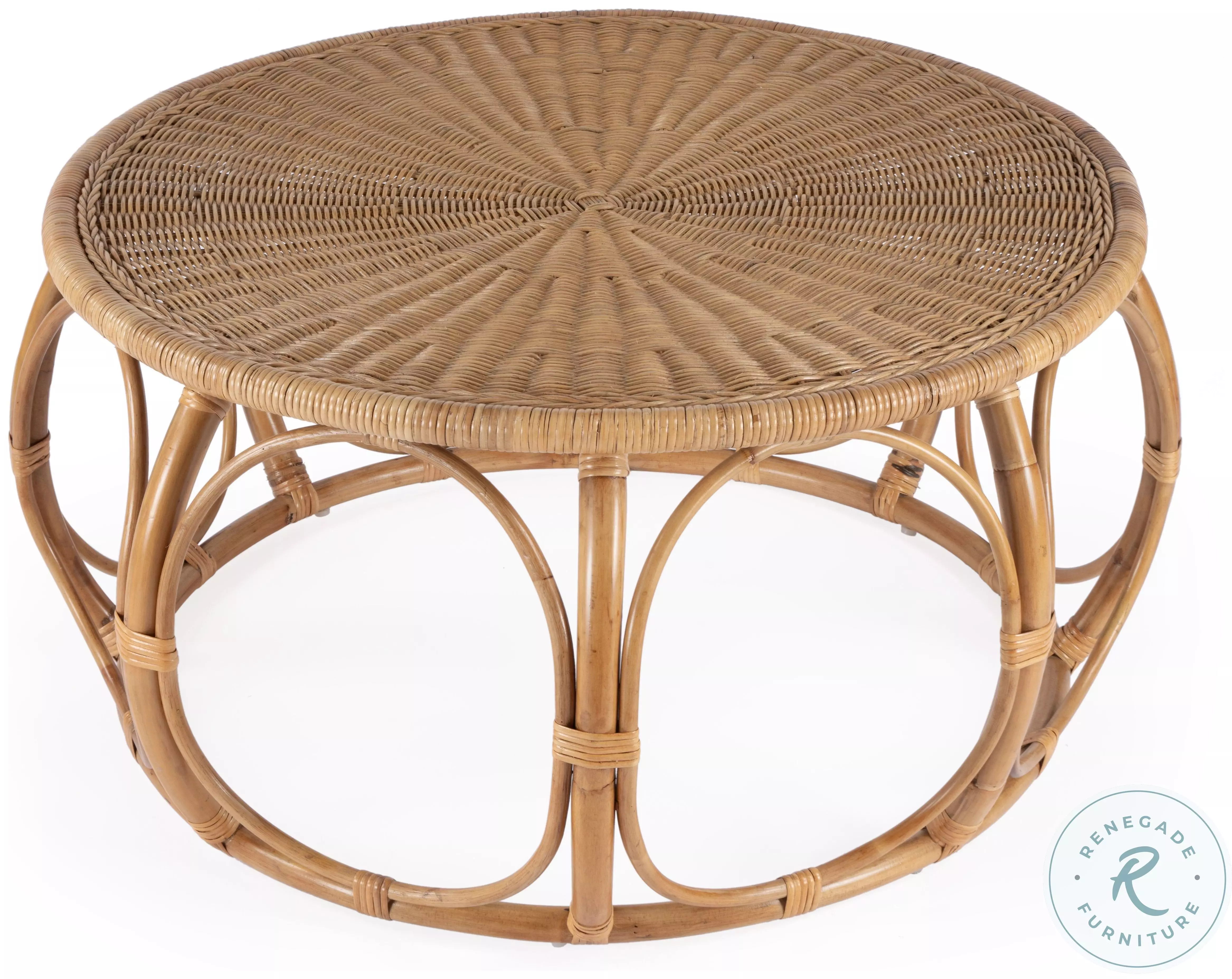 Savannah Natural Woven Rattan Round Coffee Table From Butler