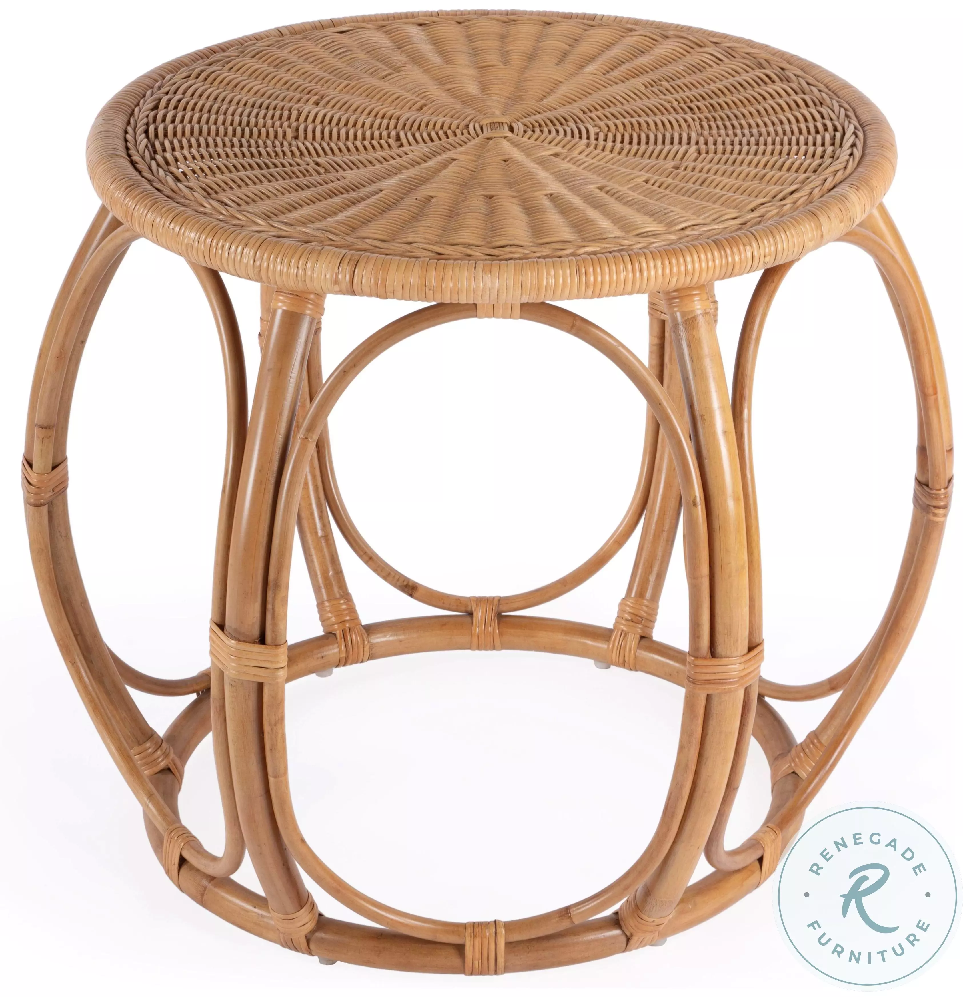 Savannah Natural Woven Rattan Round Side Table From Butler