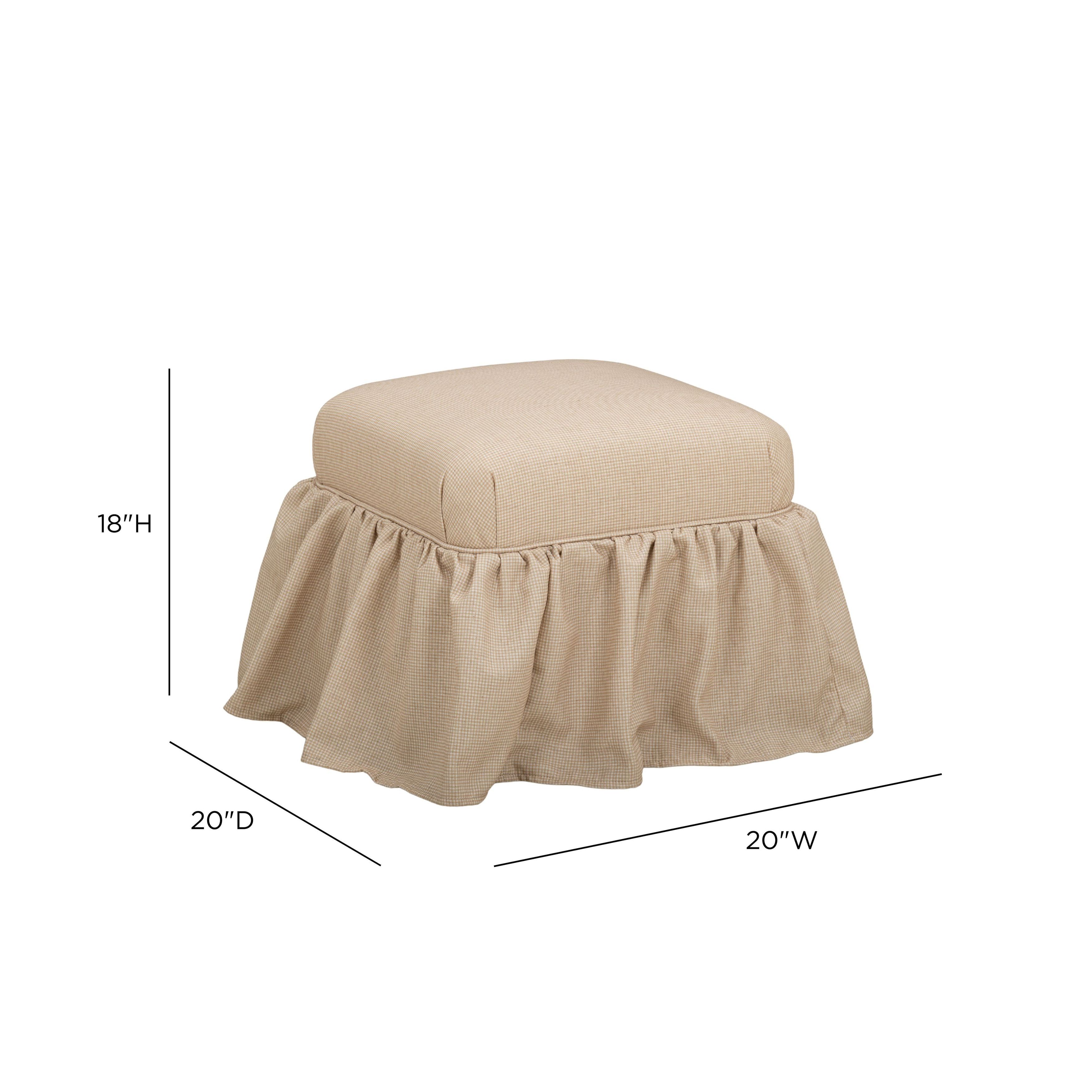 Gertrude Yellow Performance Fabric Upholstered Square Skirted Ottoman