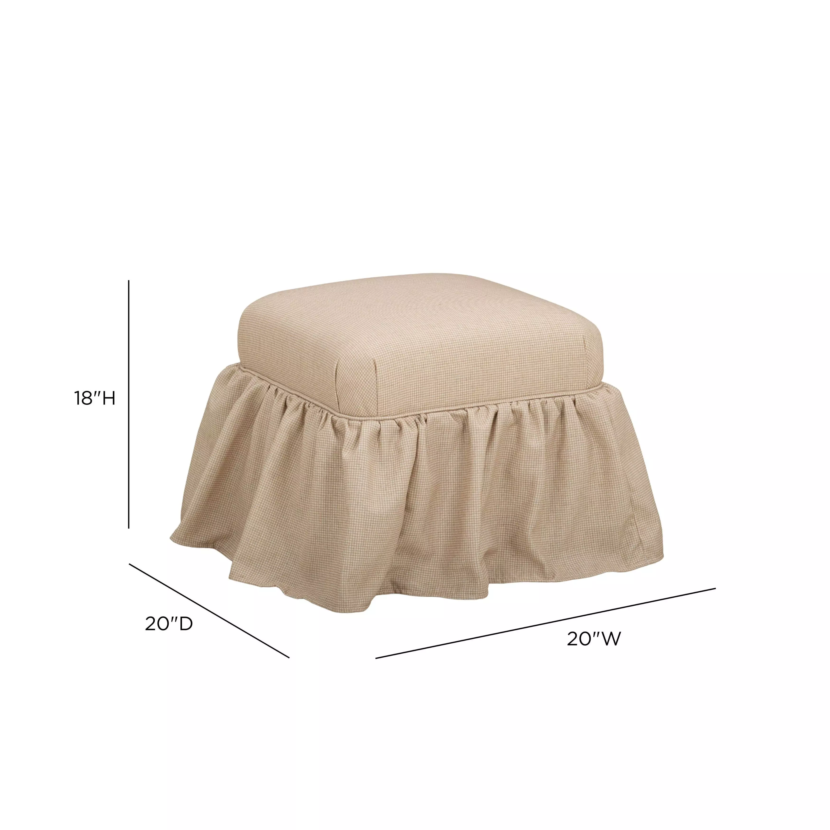 Gertrude Yellow Performance Fabric Upholstered Square Skirted Ottoman