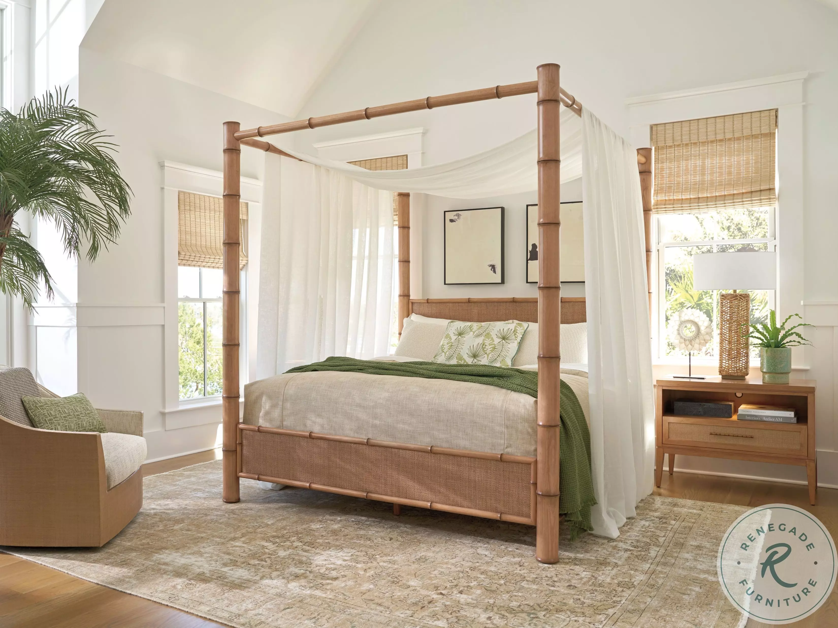 カイヤナイト　0410 Key Biscayne Light Driftwood Islandia Canopy Bedroom Set from