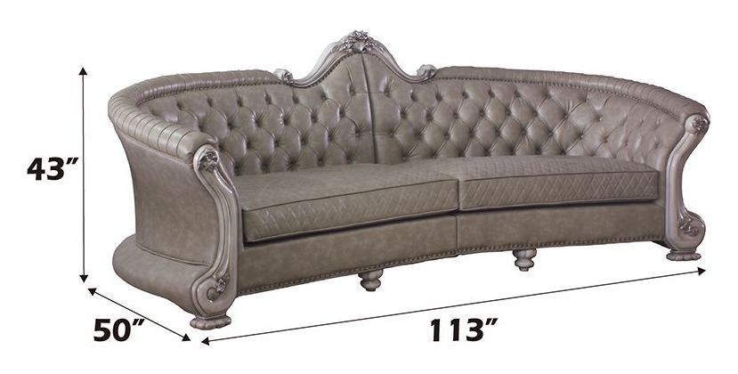 Dresden Gray 113" Sofa with Nailhead Trim