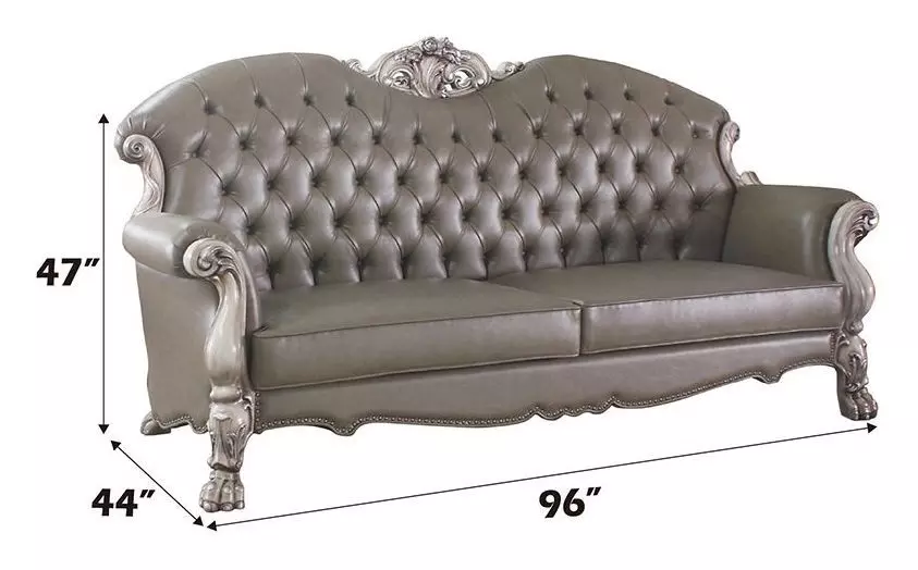 Dresden Gray 96" Sofa with Nailhead Trim