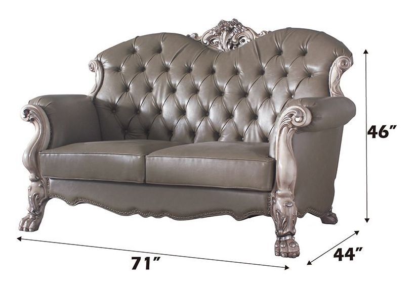 Dresden Gray 71" Loveseat with Pillow and Nailhead Trim