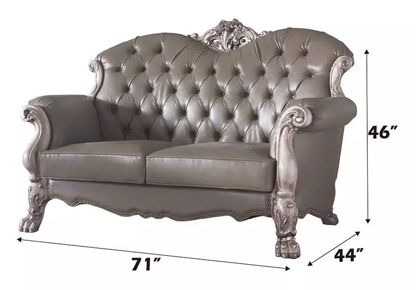 Dresden Gray 71" Loveseat with Pillow and Nailhead Trim