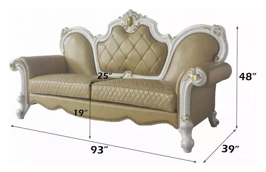 Picardy Butterscotch 93" Sofa with Nailhead Trim