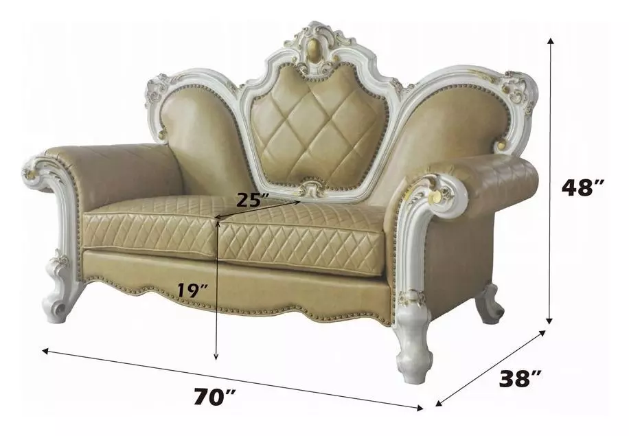 Picardy Butterscotch 70" Loveseat with Pillow and Nailhead Trim