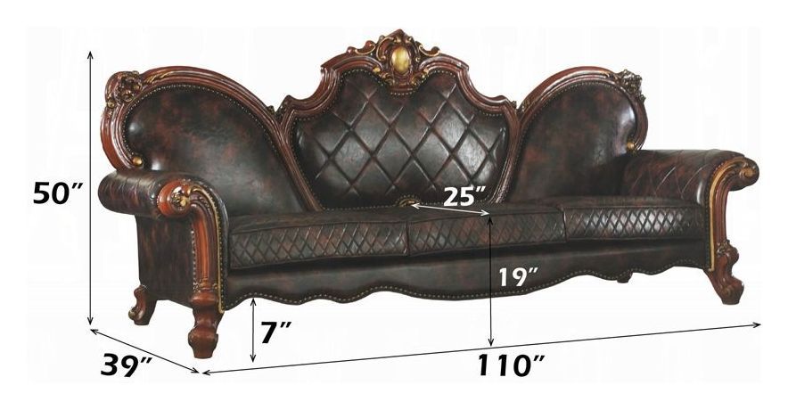 Picardy Brown Oversized 110" Sofa with Nailhead Trim