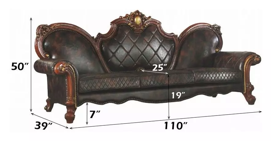 Picardy Brown Oversized 110" Sofa with Nailhead Trim