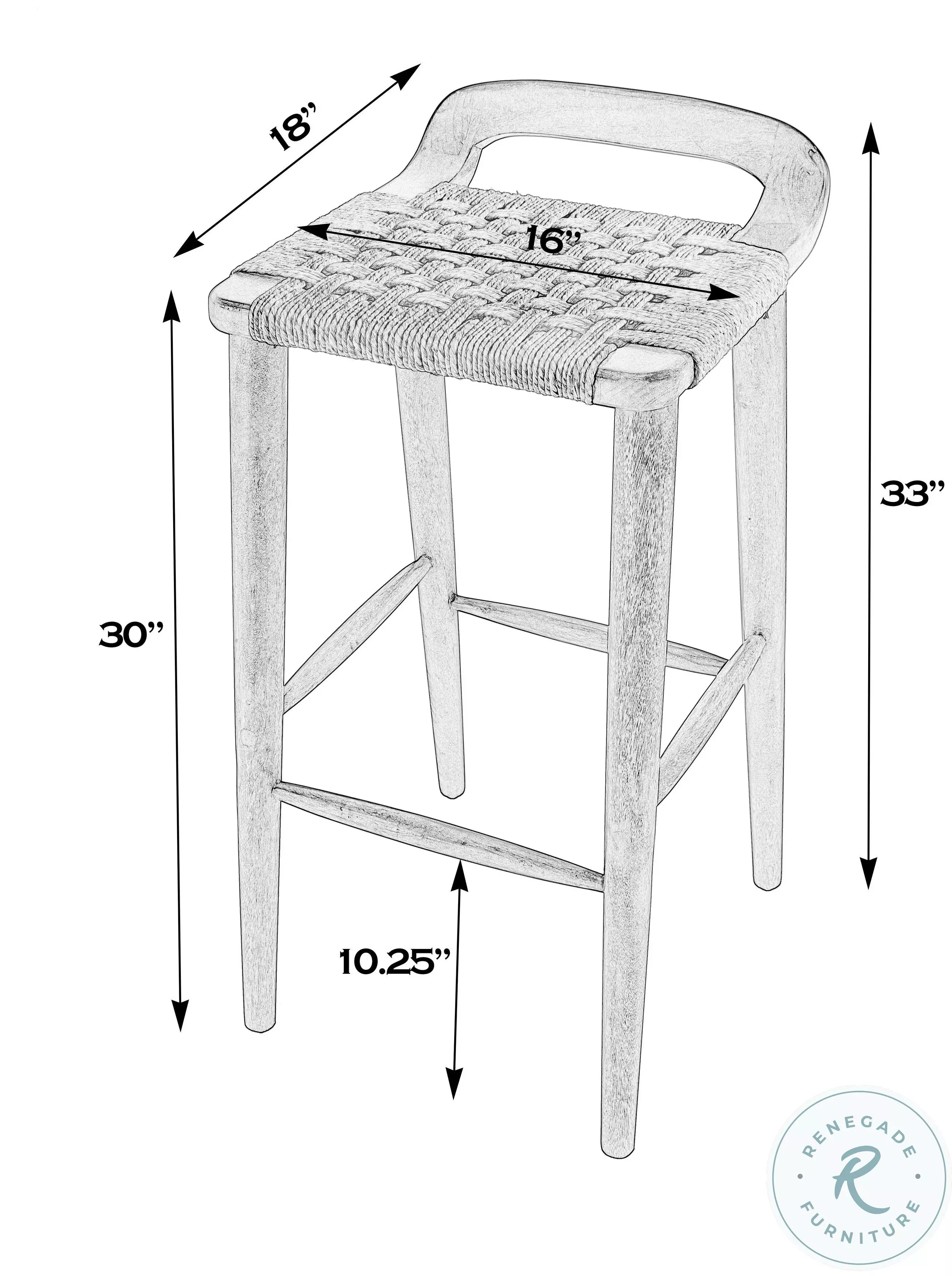Luna Brown and Natural Jute Woven Bar Stool