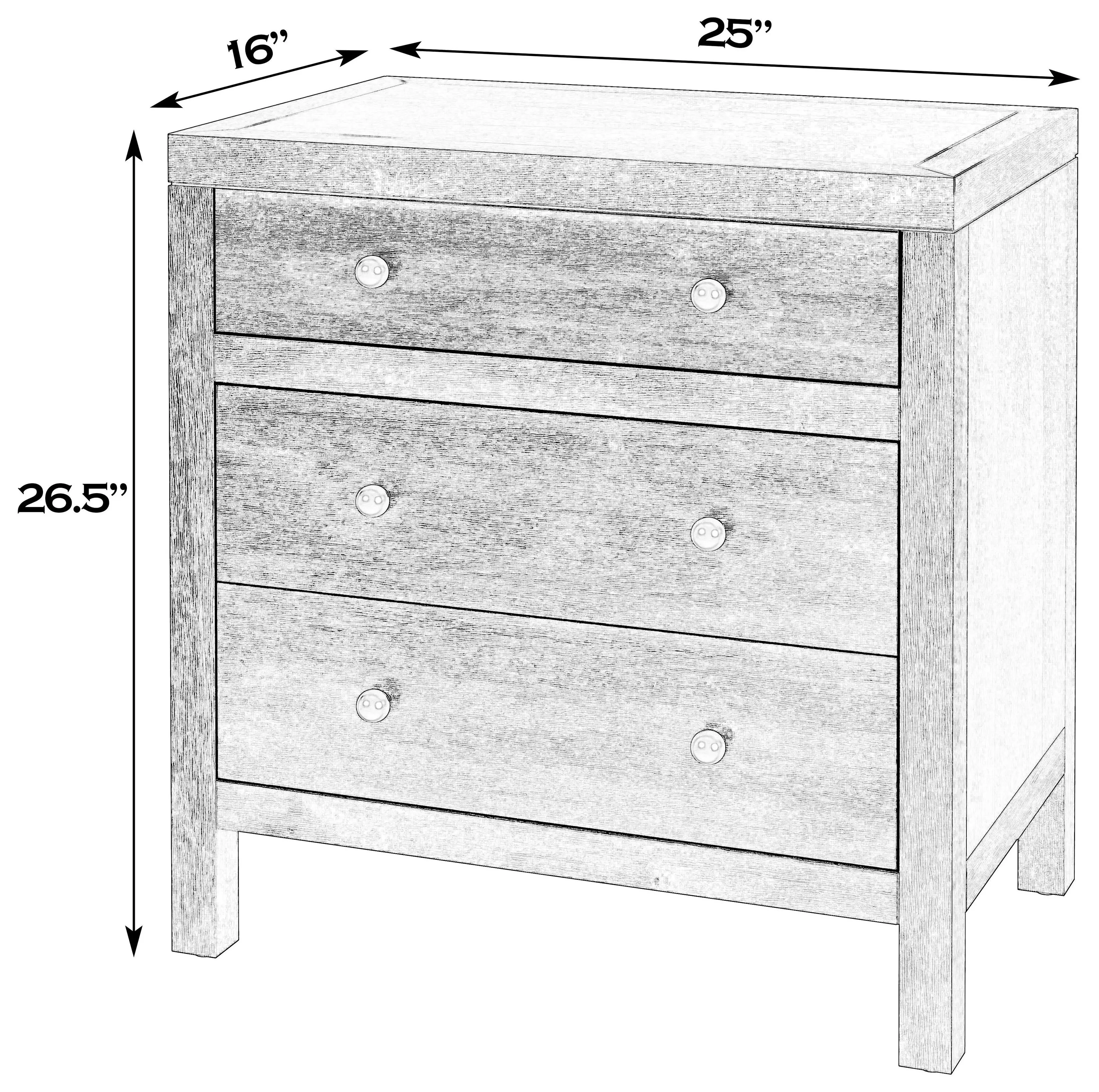 Nora Smooth White 3 Drawer Nightstand