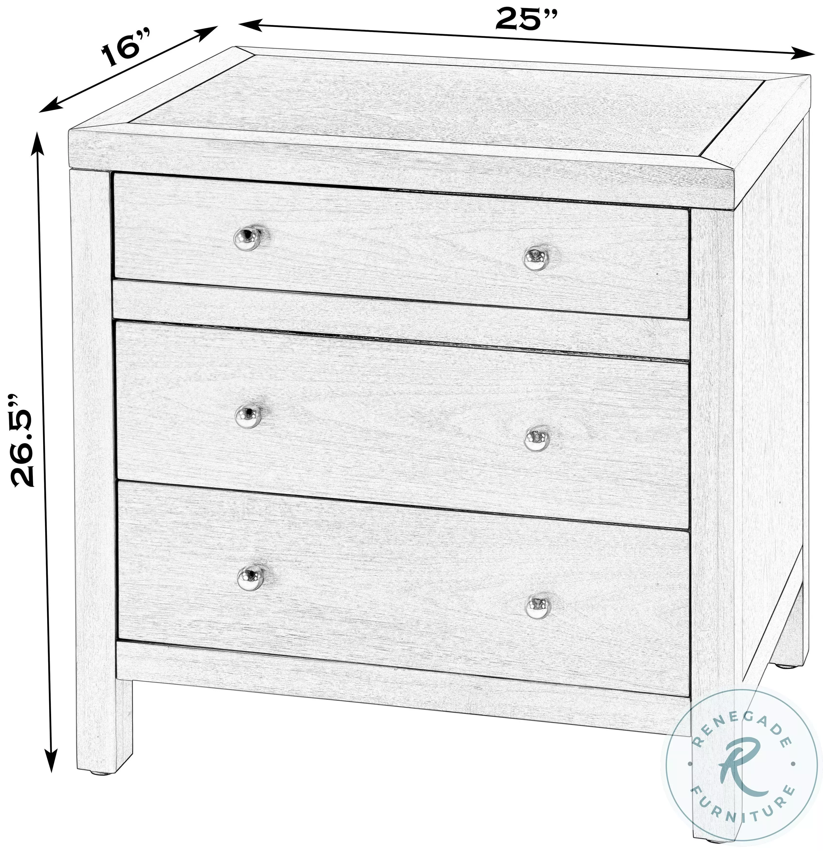 Nora Walnut 3 Drawer Nightstand