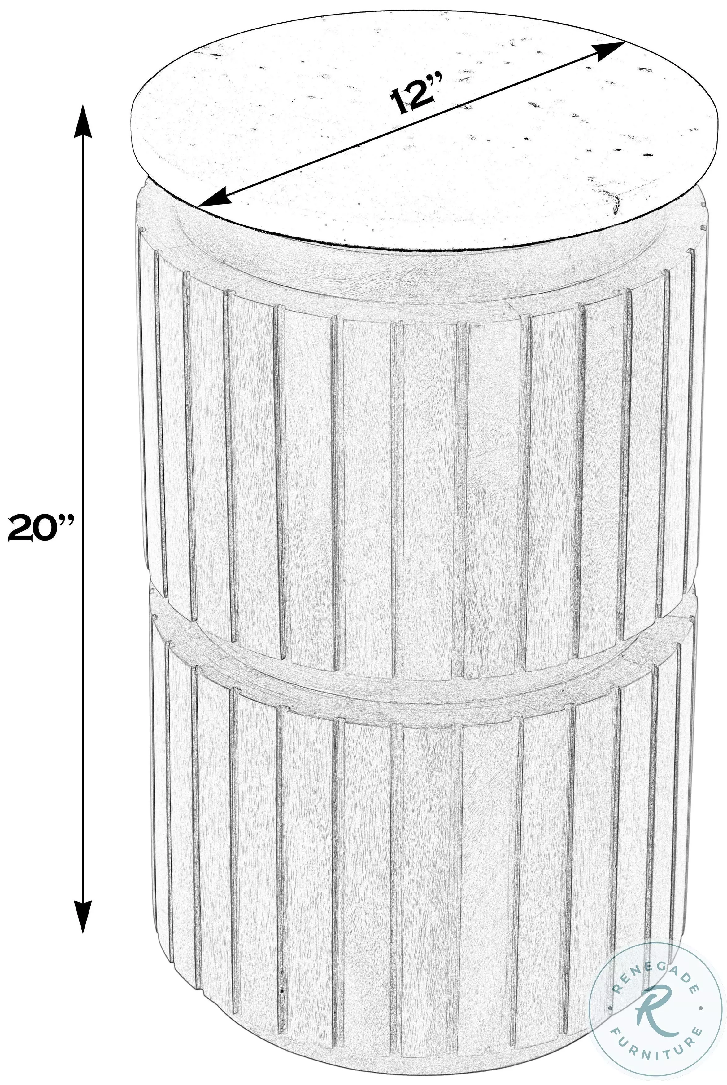 Newton White and Brown Round Side Table