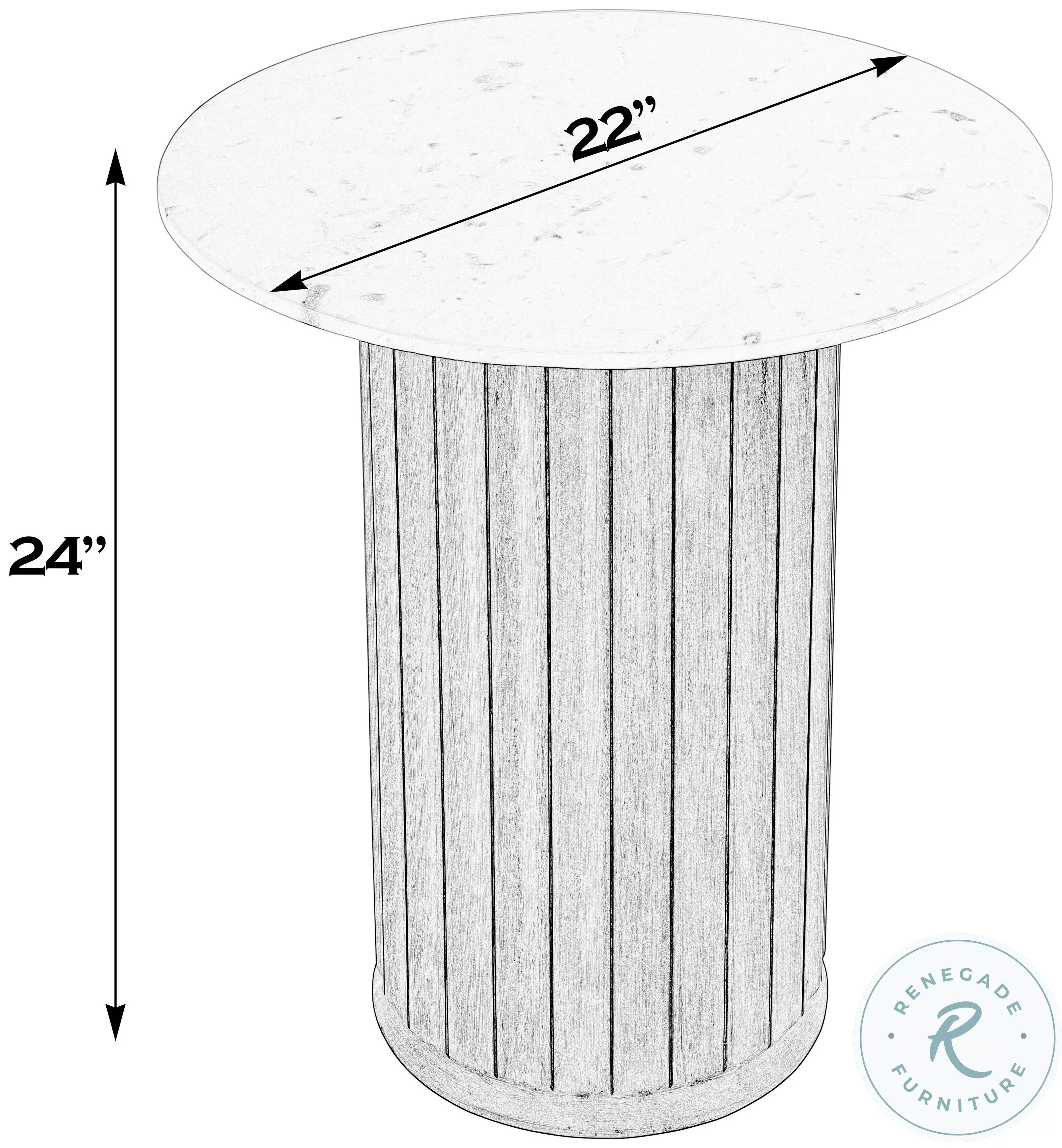 Geneva White and Brown Round Side Table