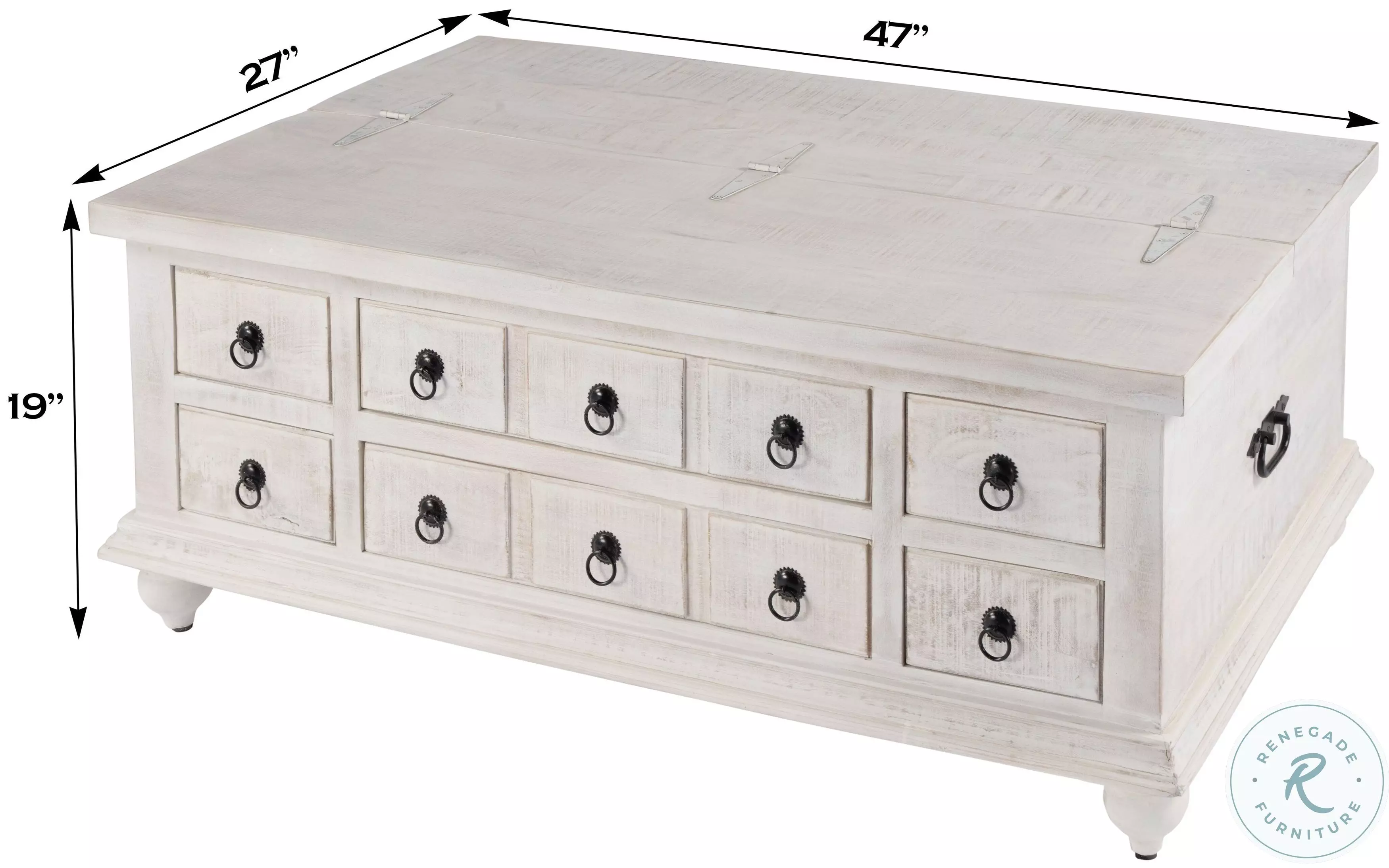 Chipping White 6 Drawer Trunk Cocktail Table