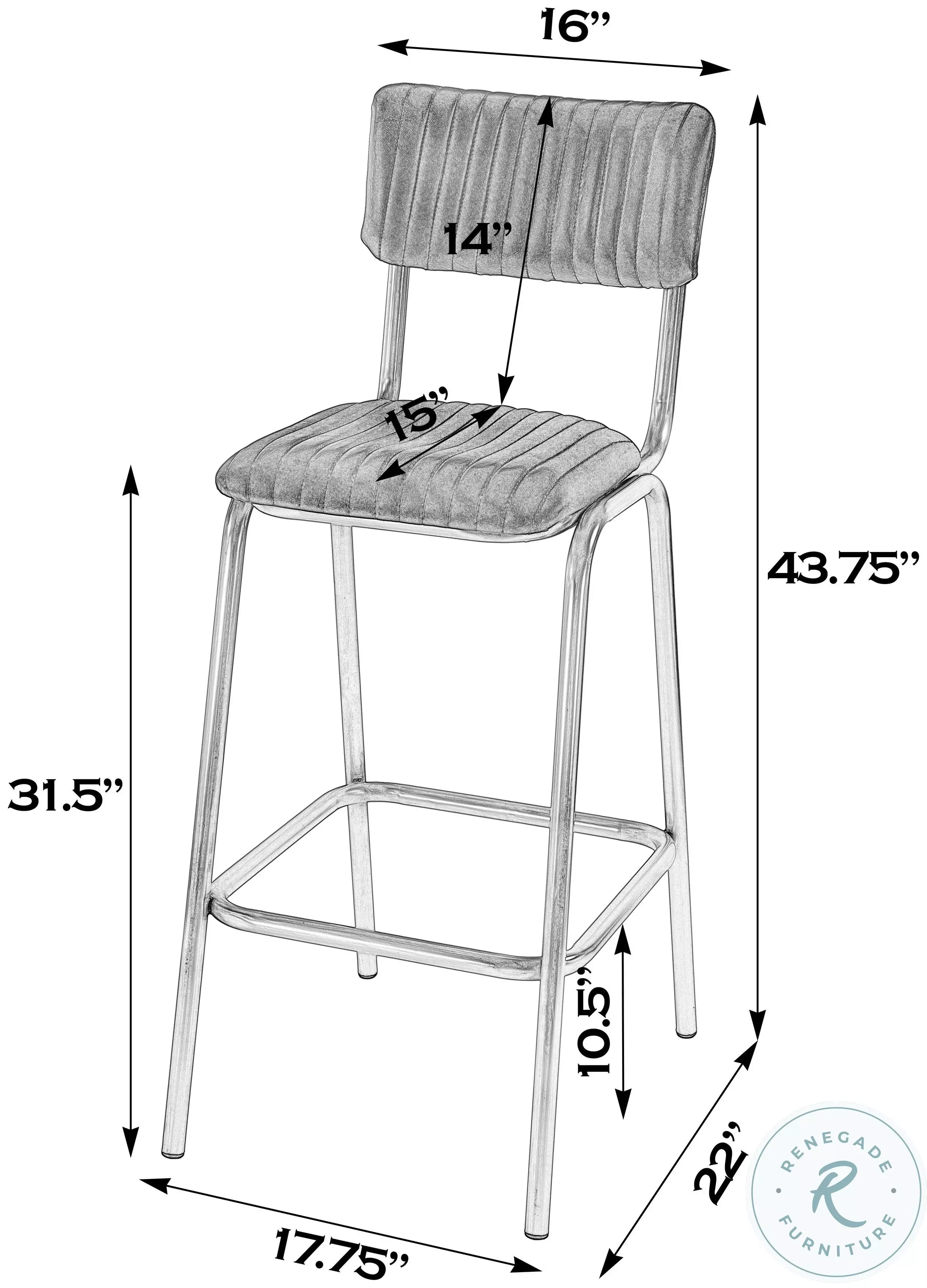 Waylon Silver and Black Leather Bar Stool