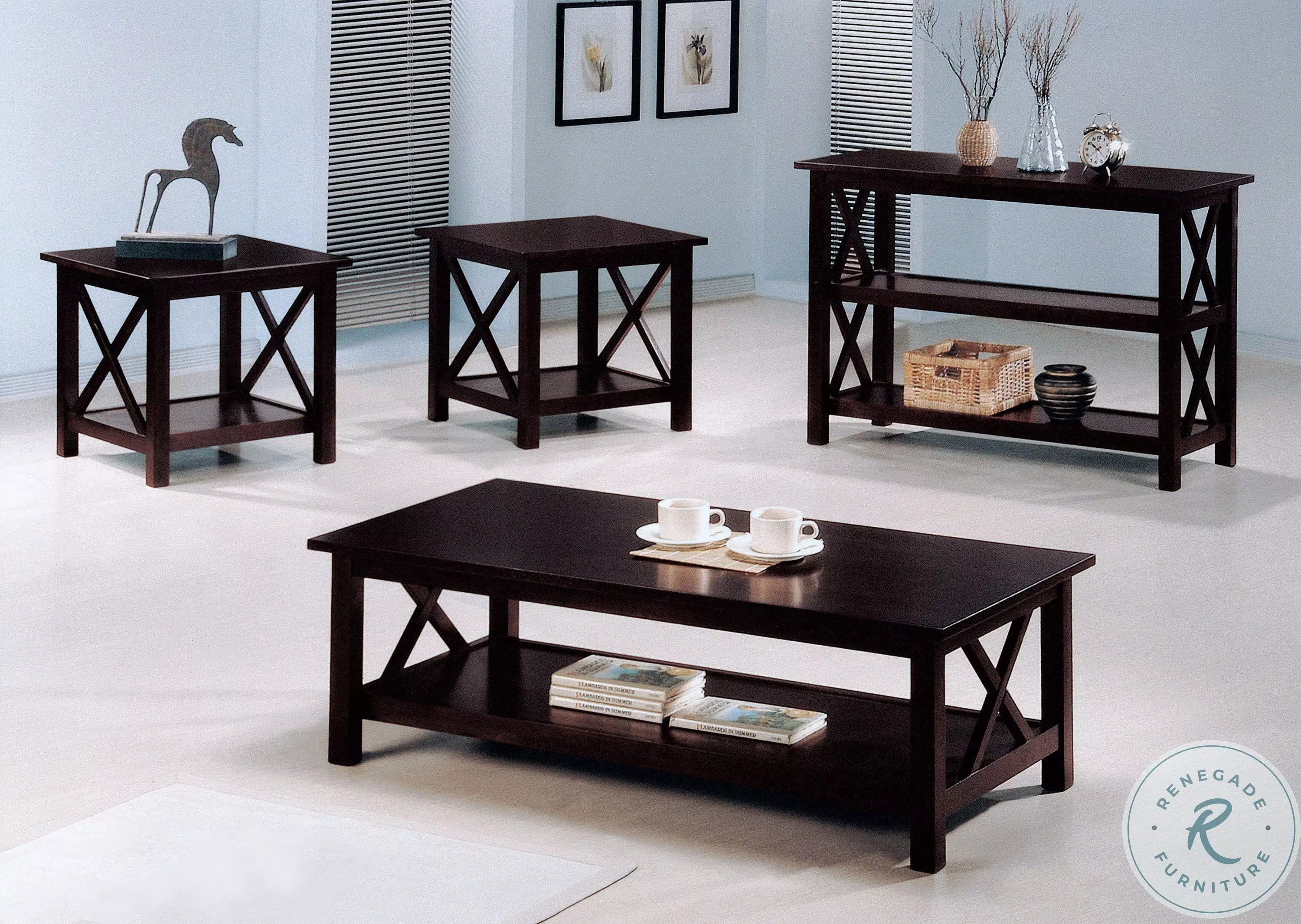 Rachelle Deep Merlot 3 Piece Occasional Table Set From Home