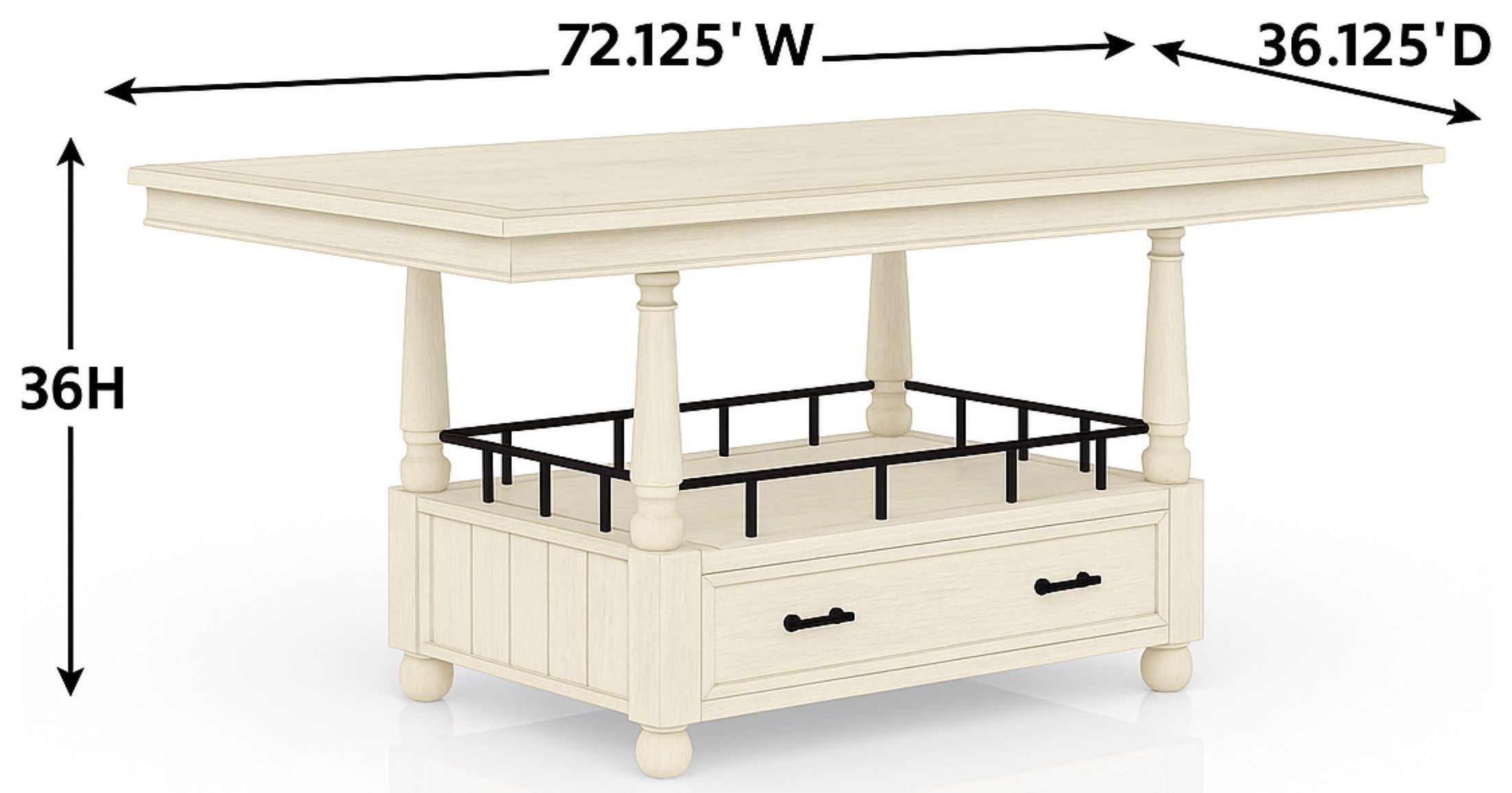 Clover Ridge Whitewash Counter Height Table