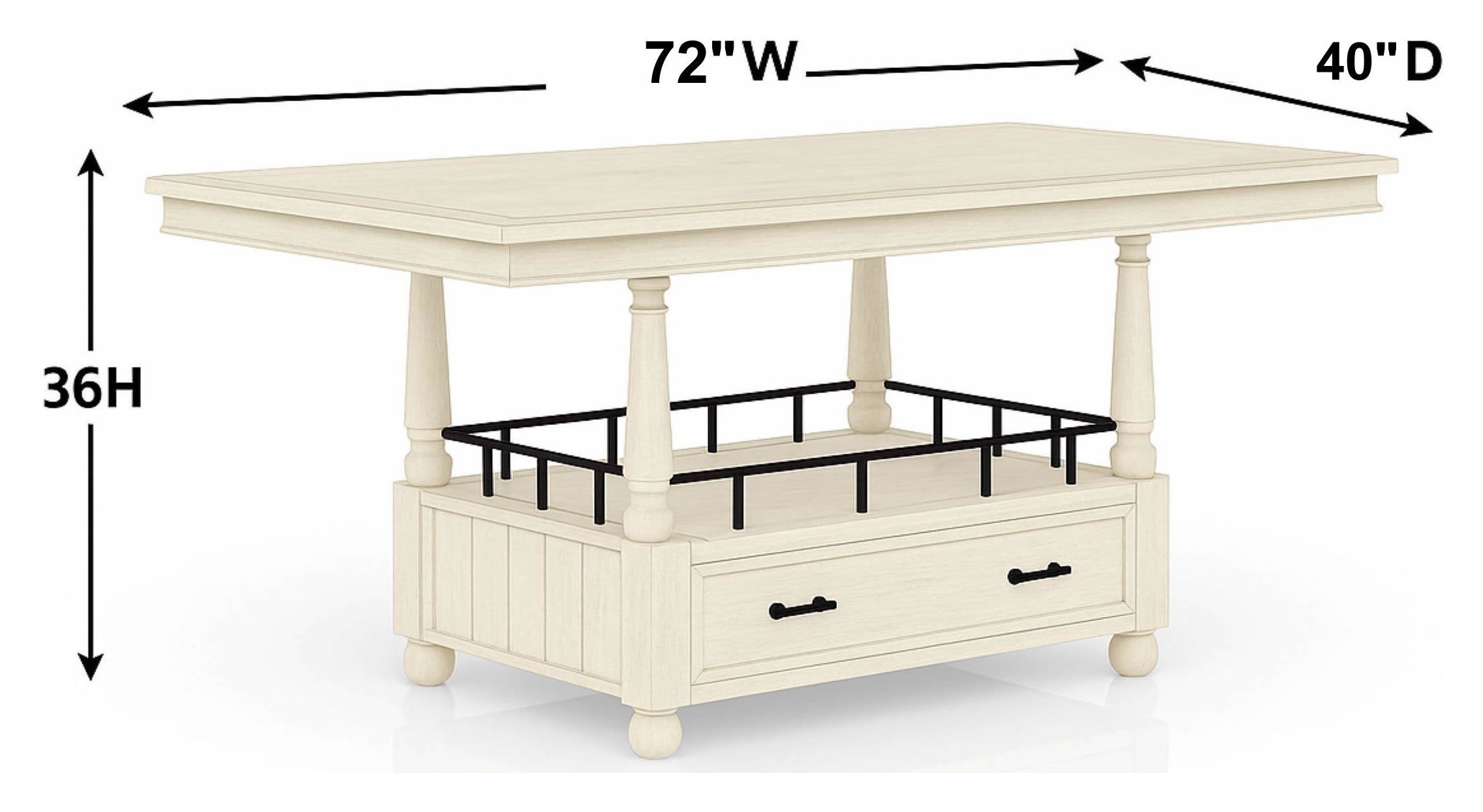 Clover Ridge Whitewash Counter Height Table