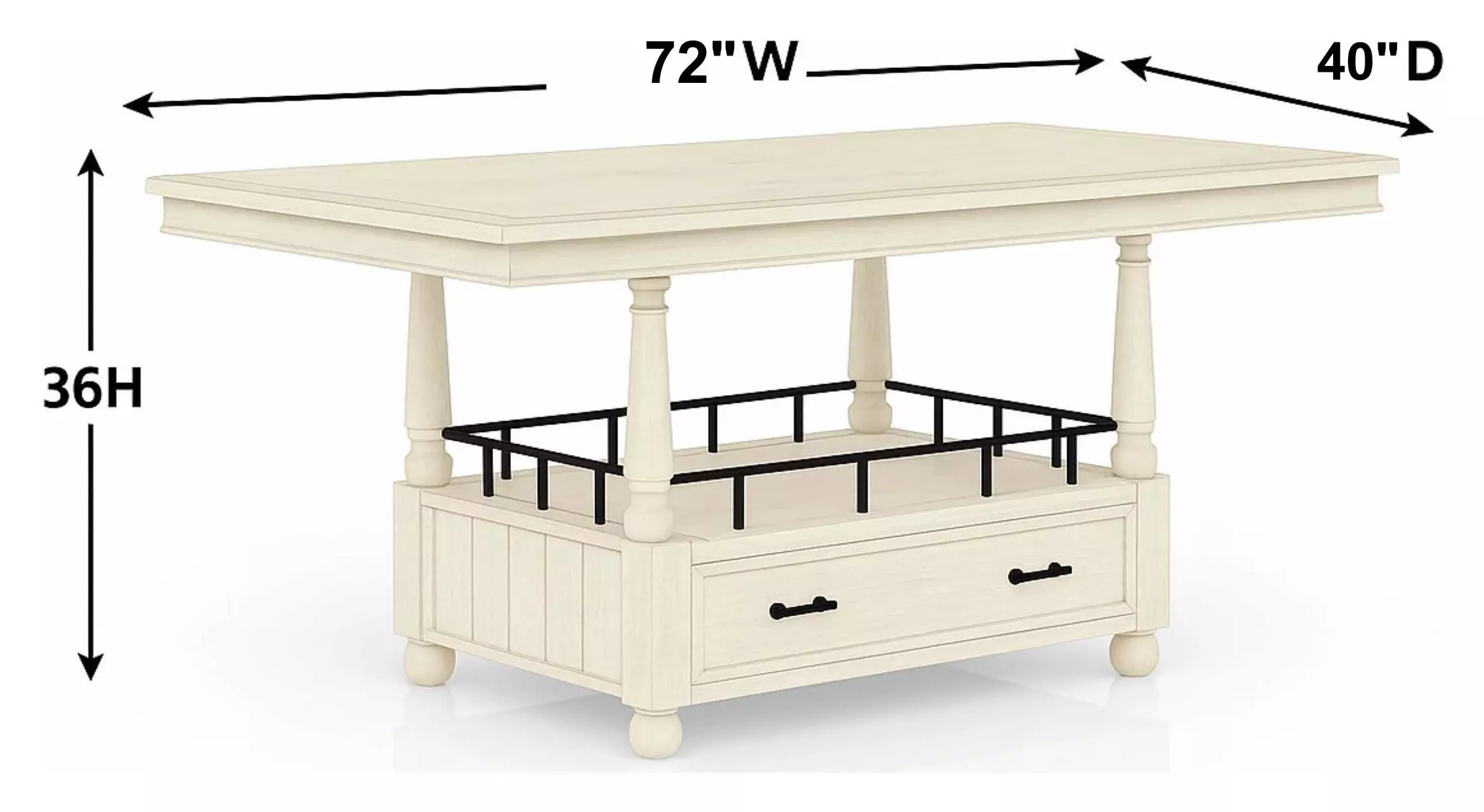 Clover Ridge Whitewash Counter Height Table