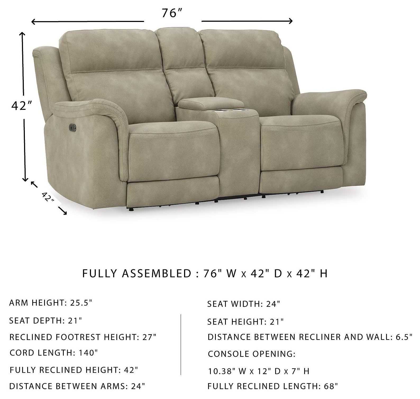 Next-Gen DuraPella Sand Power Reclining Loveseat with Console from