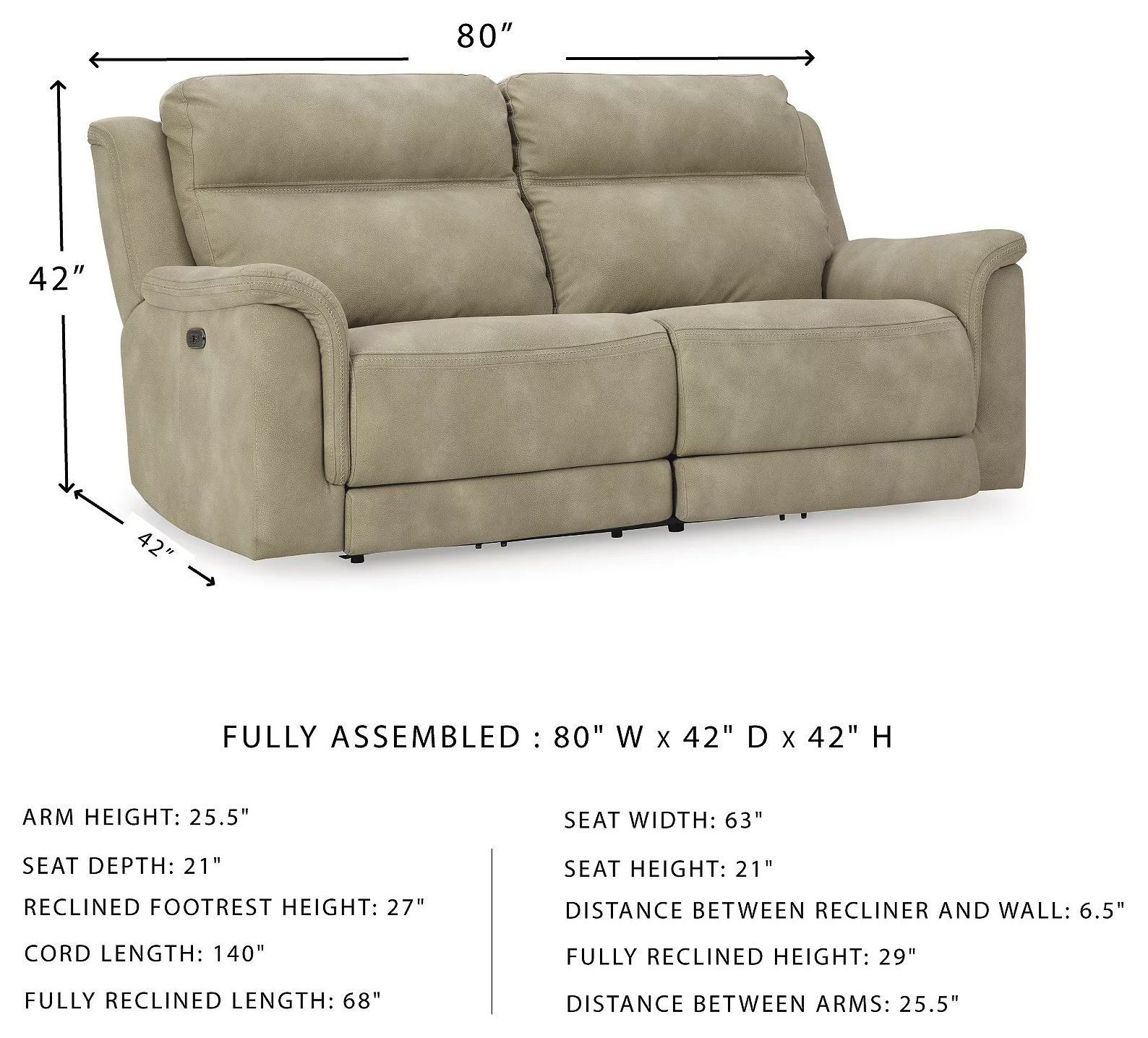 Next-Gen DuraPella Sand Performance Fabric Power Reclining Sofa