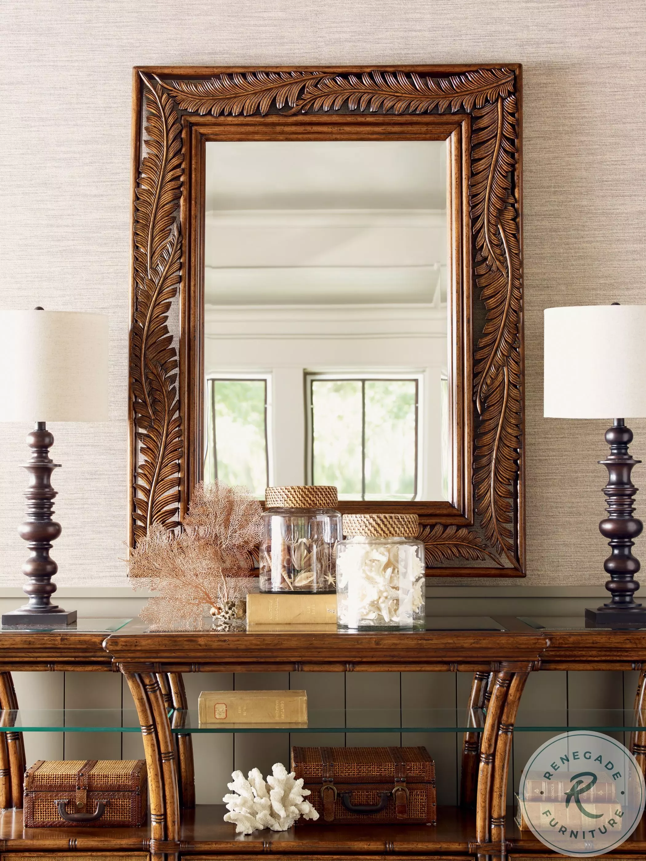 Bali Hai Aged Chestnut Brown Seabrook Landscape Mirror From Home