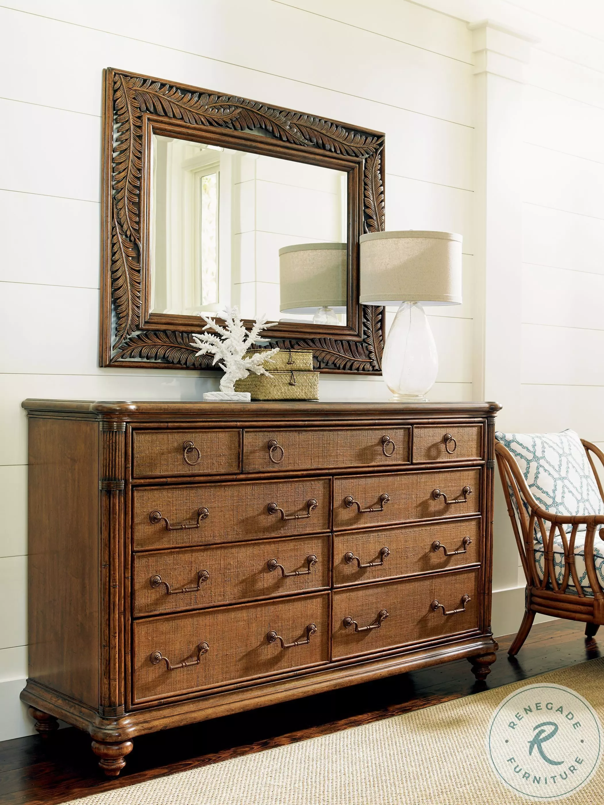 Bali Hai Aged Chestnut Brown Seabrook Landscape Mirror From Home