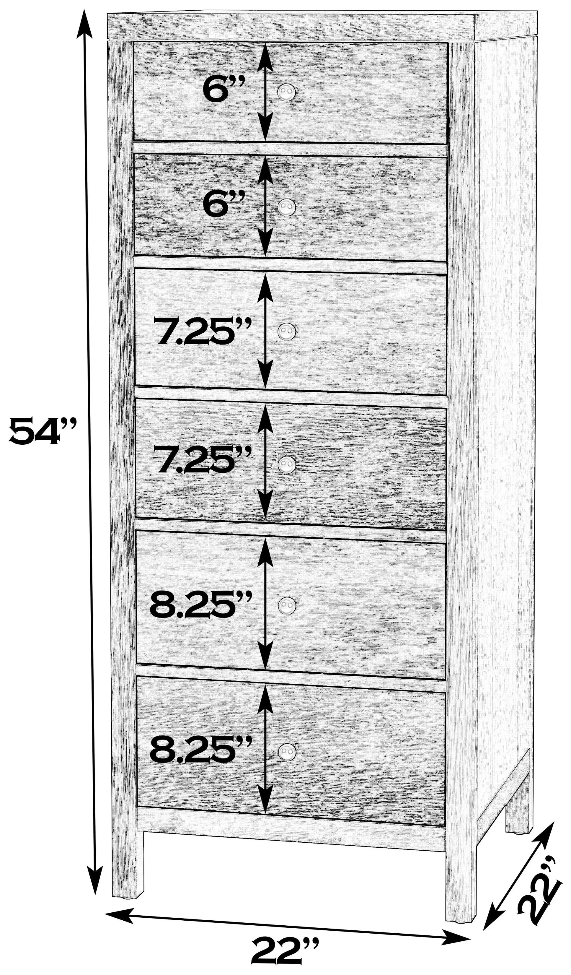 Nora Antique Taupe 22" Rectangular 6 Drawer Lingerie Chest