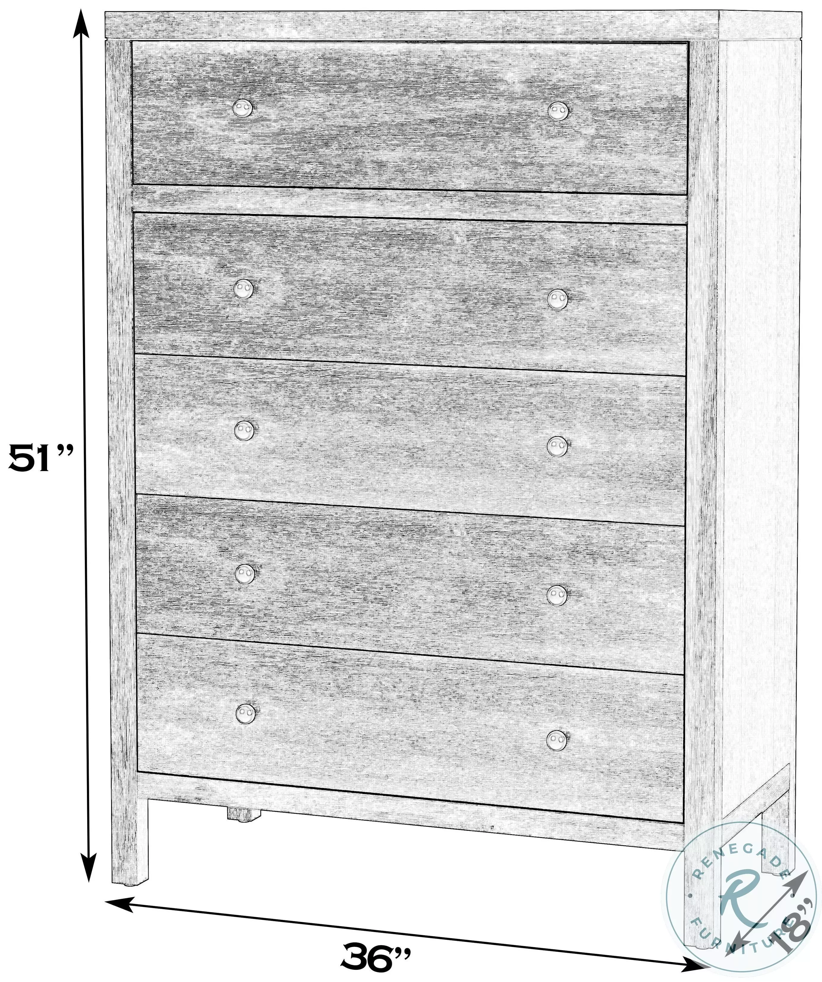 Nora Antique Coffee 5 Drawer Tall Dresser