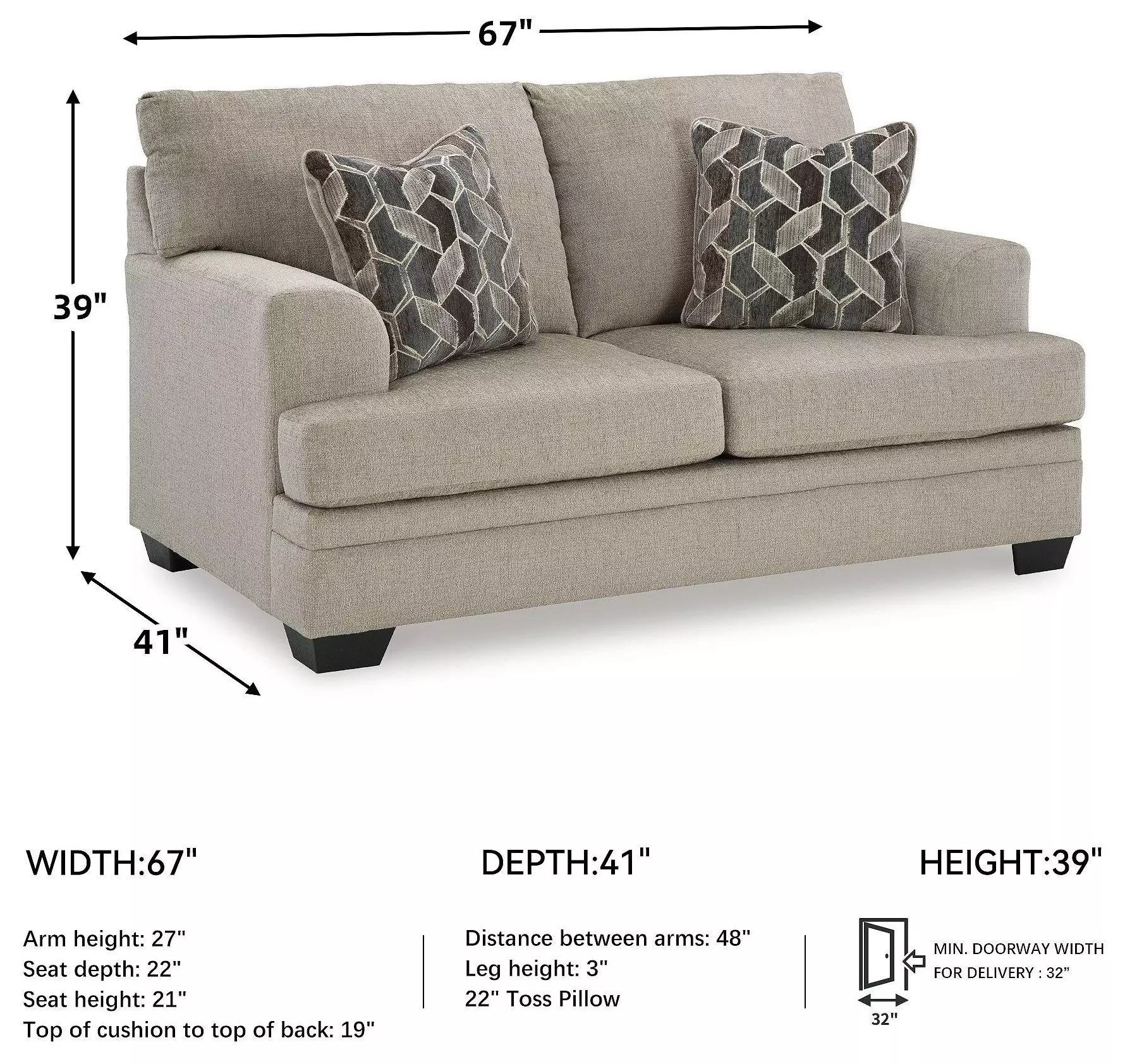 Stonemeade Taupe 67" Loveseat