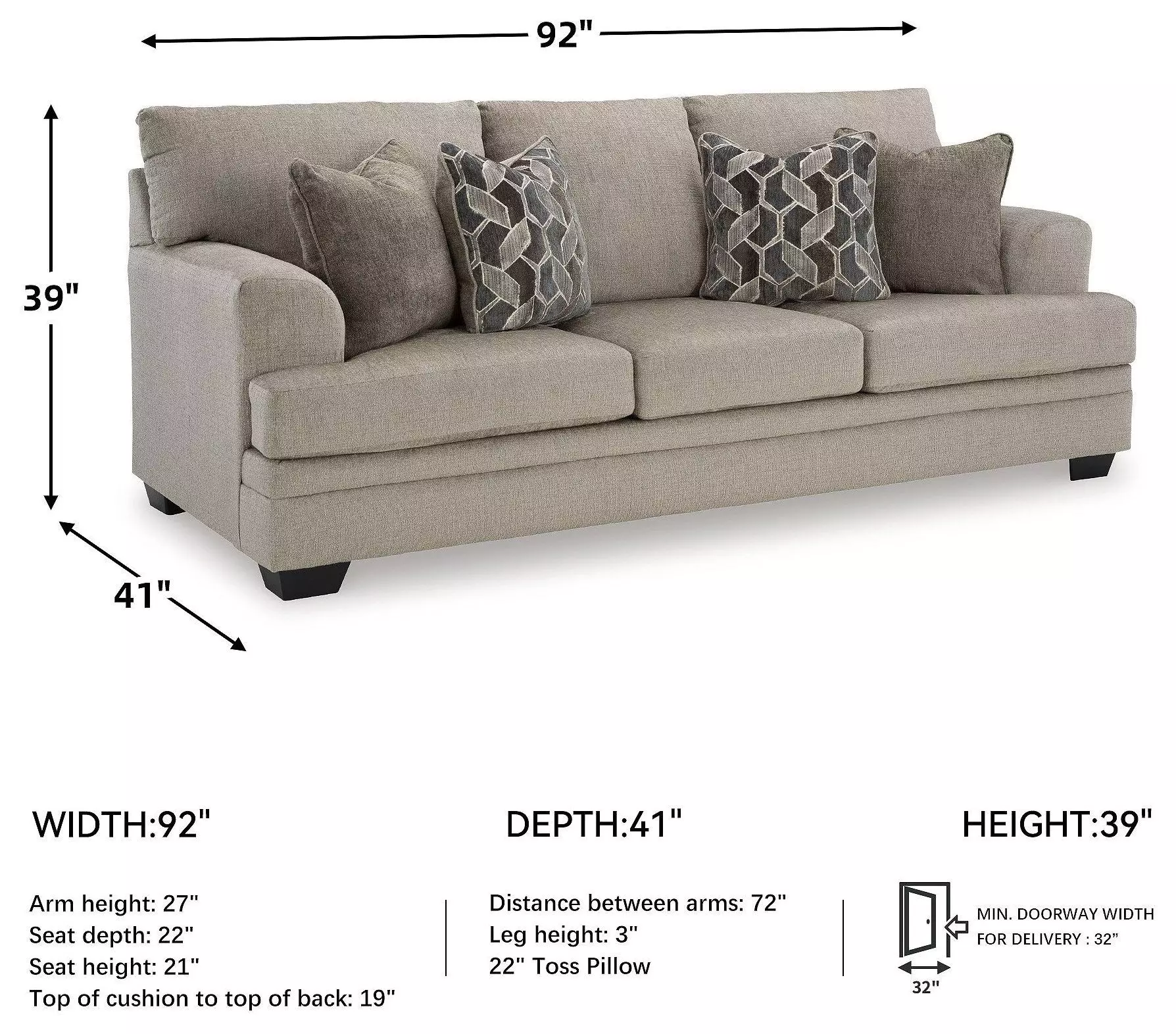 Stonemeade Taupe 92" Sofa