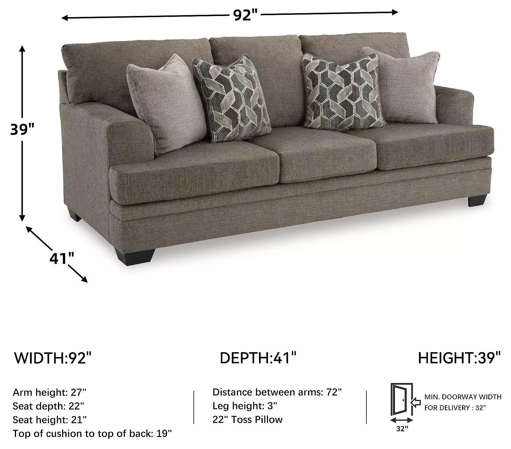 Stonemeade Nutmeg 92" Sofa