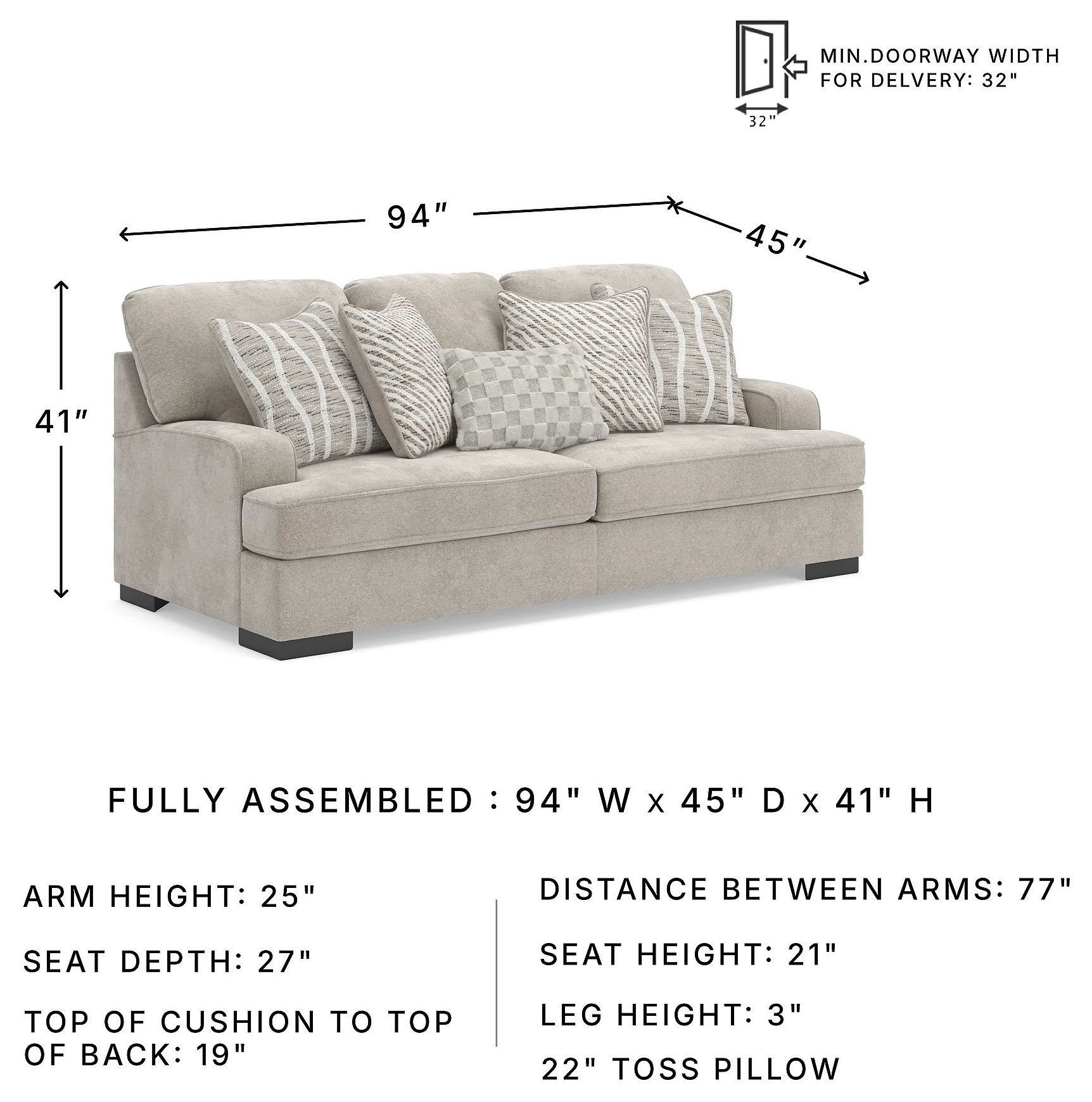 High Profile Taupe Sofa