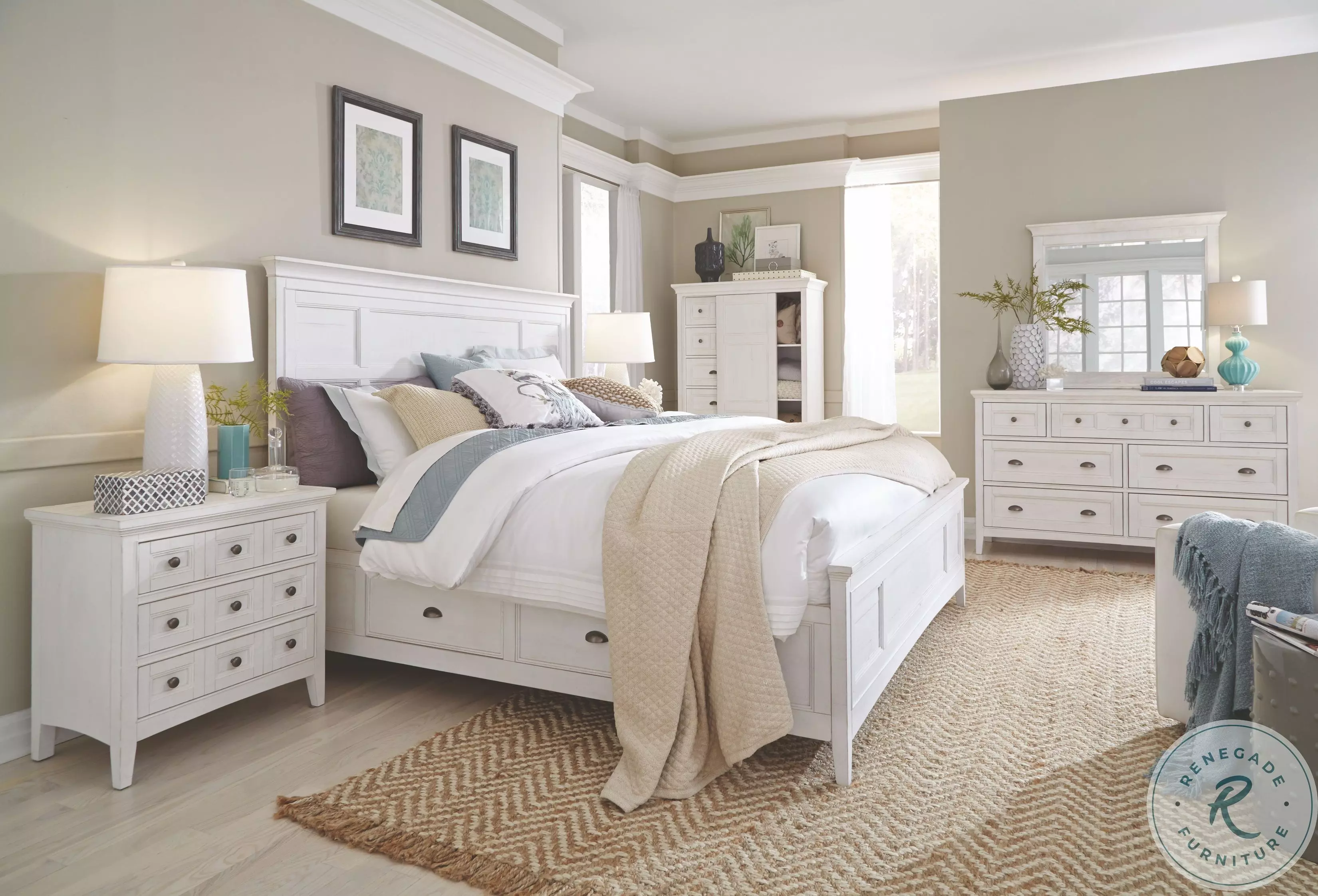 WAKE × Setinn Tour Case 3P Set Heron Cove Chalk White Storage Panel Bedroom Set from