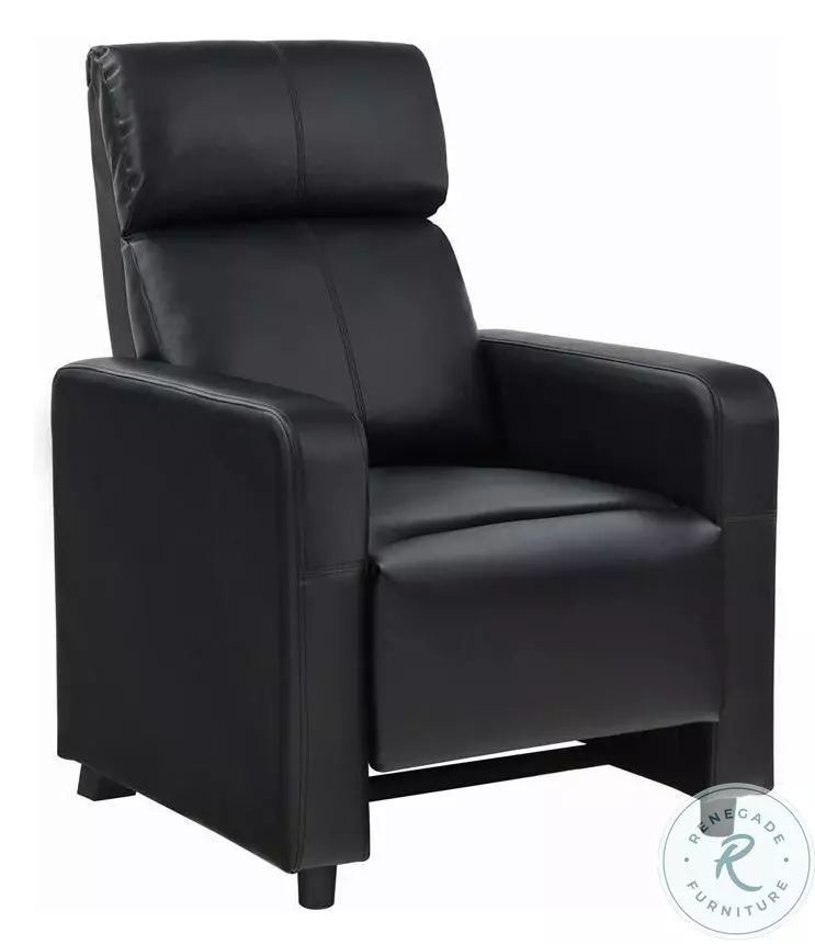 Toohey Black Push Back Recliner from Coaster (600181) | Coleman