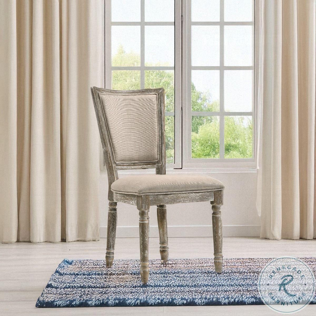 Gabrian Fabric and Reclaimed Gray Side Chair Set of 2 from ACME