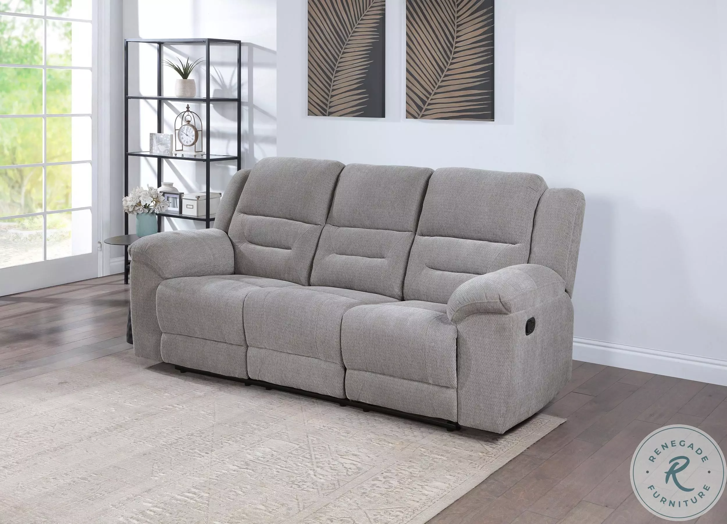 Gilson 2-piece Chenille Upholstered Reclining Sofa Set Grey main image 1