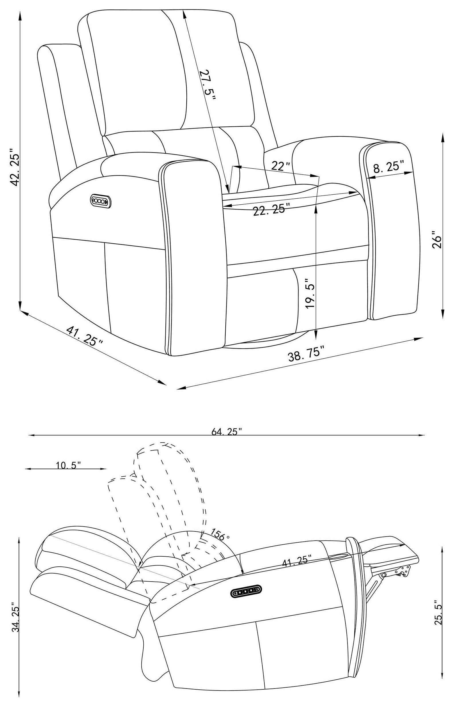 Brickston Gray Power Swivel Glider Recliner with USB Charging