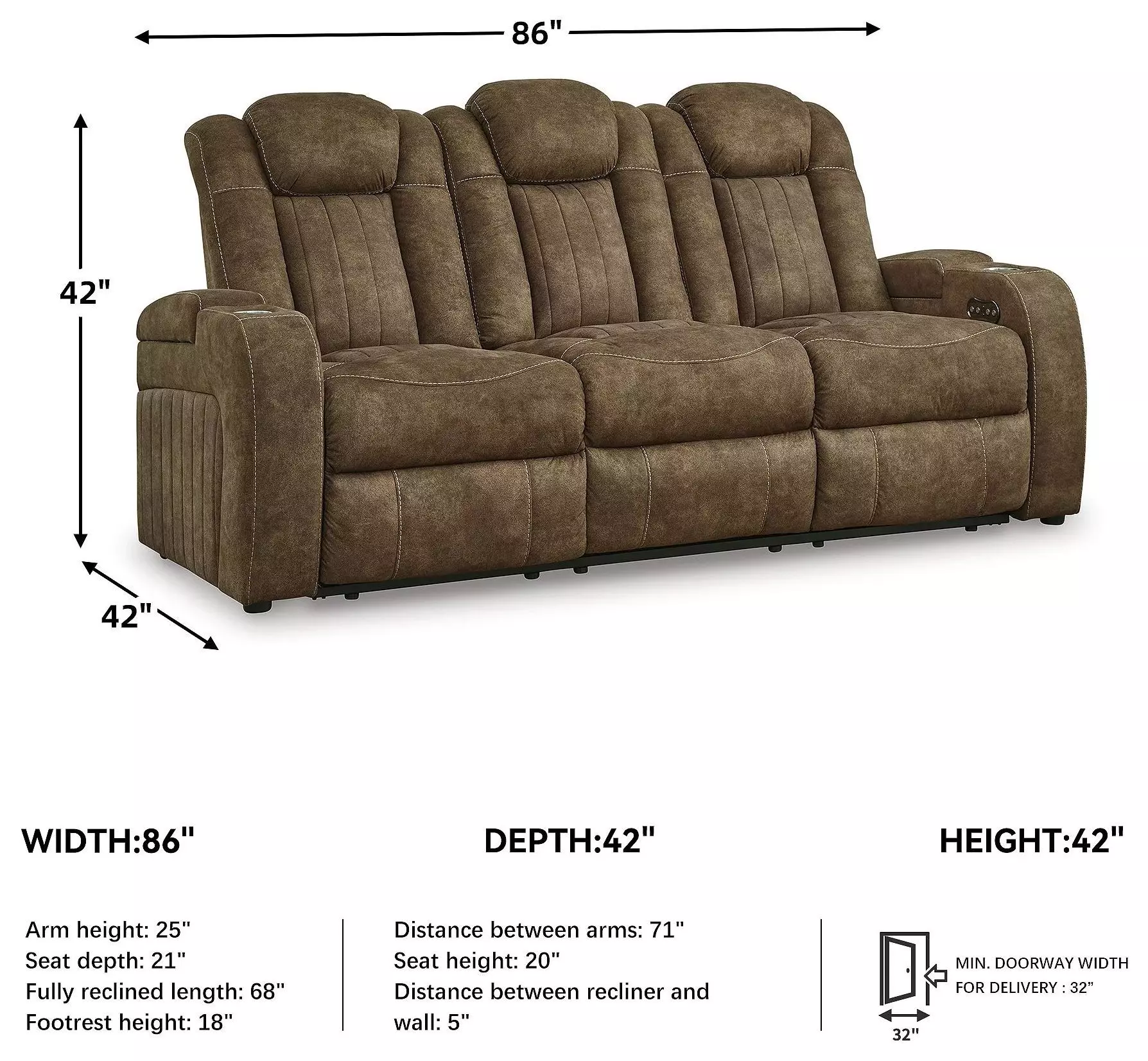 Wolfridge Brindle 86" Power Reclining Sofa