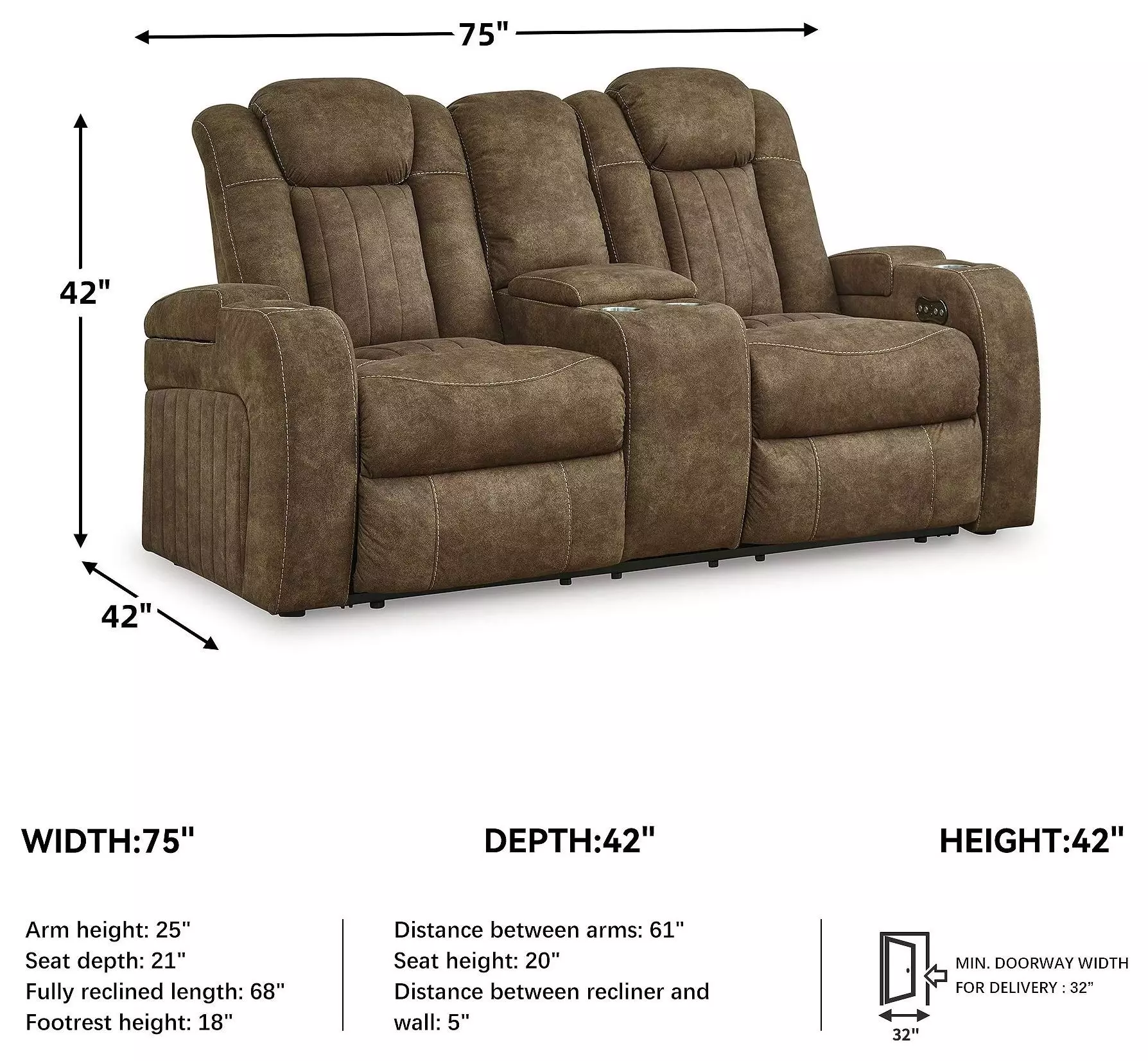 Wolfridge Brindle 75" Power Reclining Loveseat