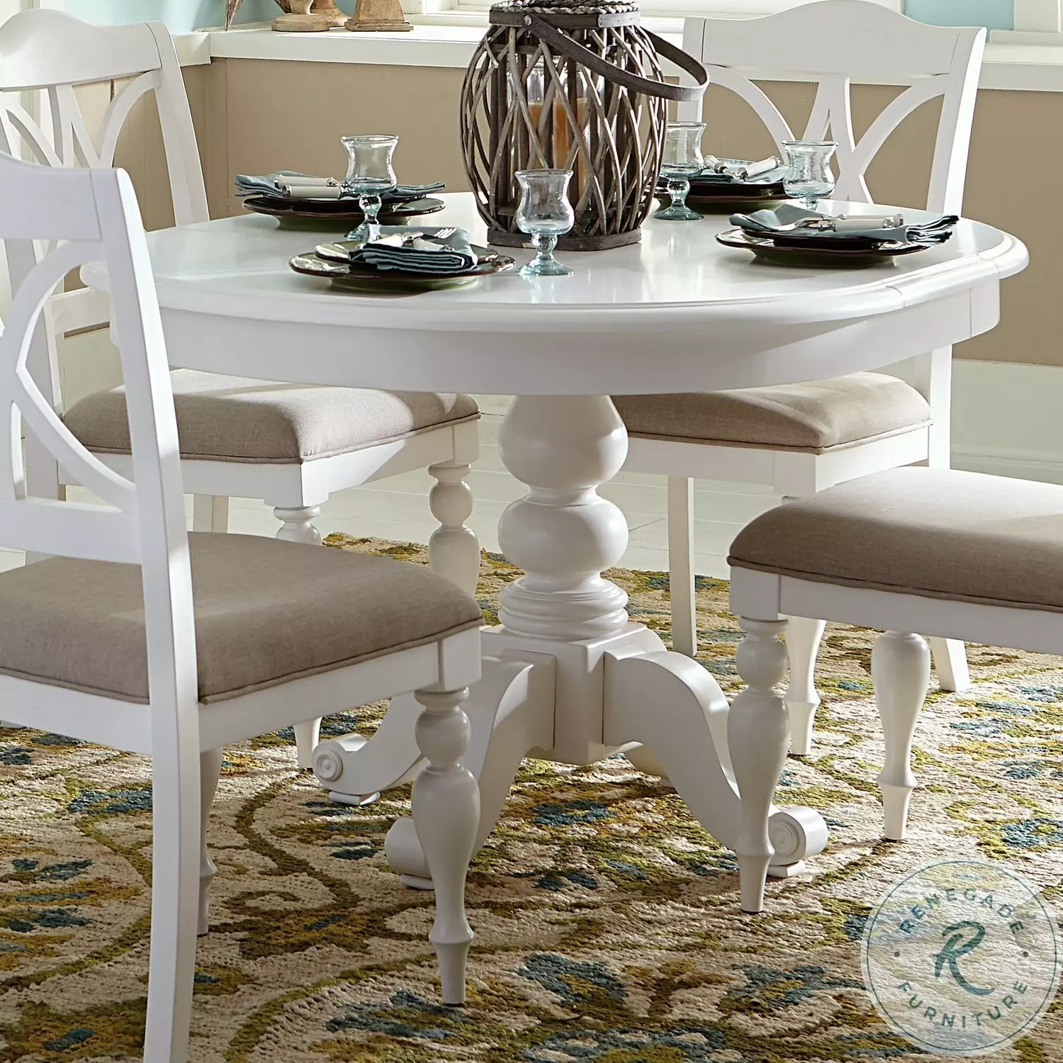 Summer House Oyster White Oyster White Round Pedestal Dining Table